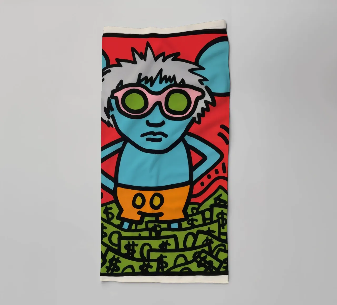Poster pop art di Keith Haring Andy Mouse asciugamano da bagno da ClubArt