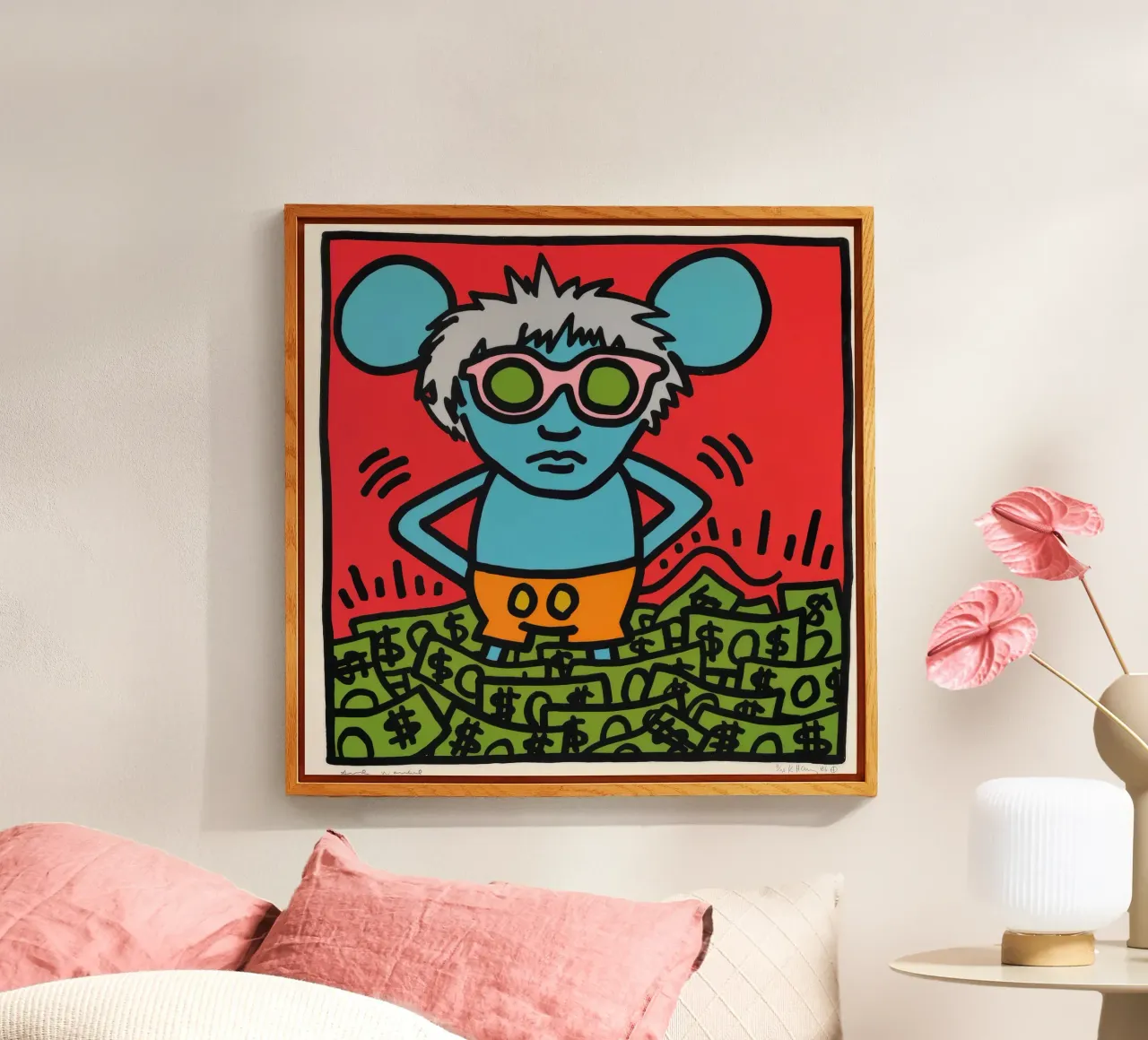 Poster pop art di Keith Haring Andy Mouse plexiglass da ClubArt