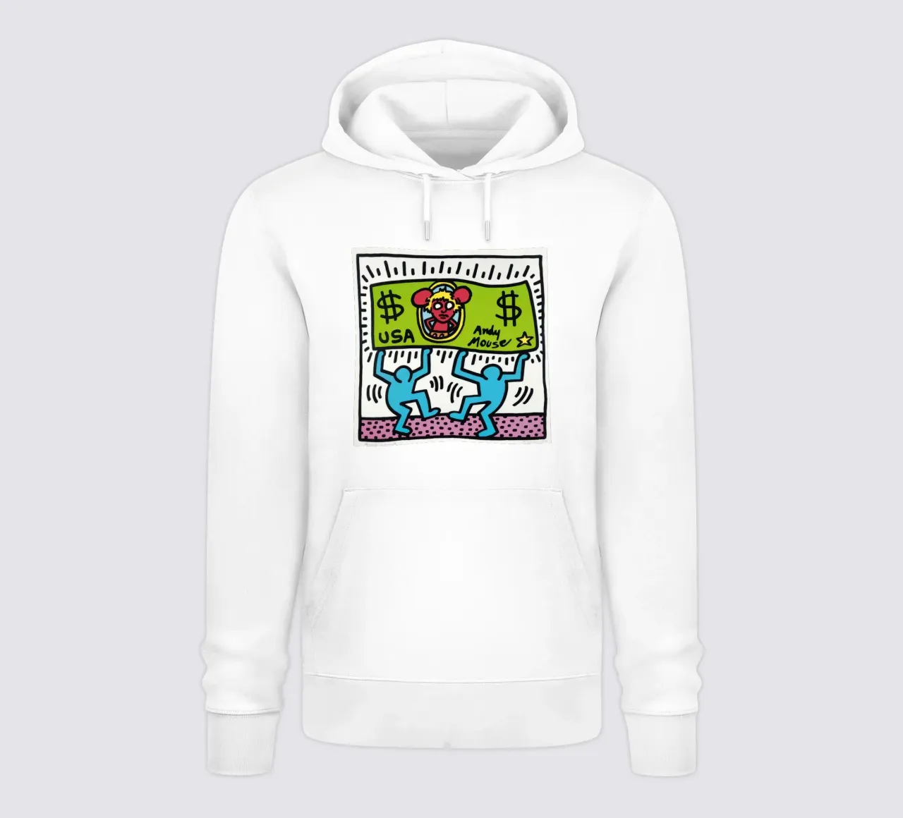 Keith Haring Andy Mouse Banconota da un dollaro Pop Art felpa con cappuccio da ClubArt
