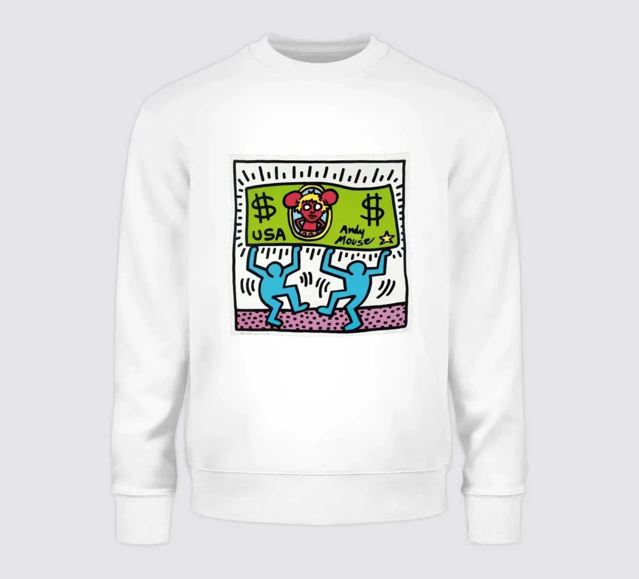 Keith Haring Andy Mouse Banconota da un dollaro Pop Art felpa da ClubArt