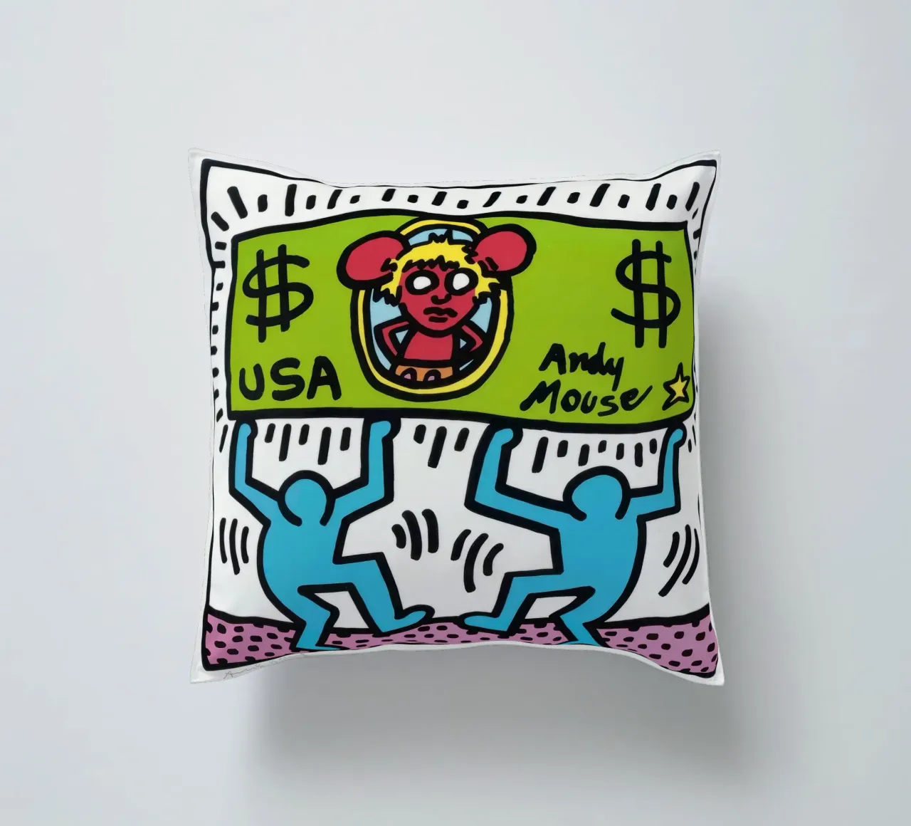 Keith Haring Andy Mouse Banconota da un dollaro Pop Art cuscino da ClubArt