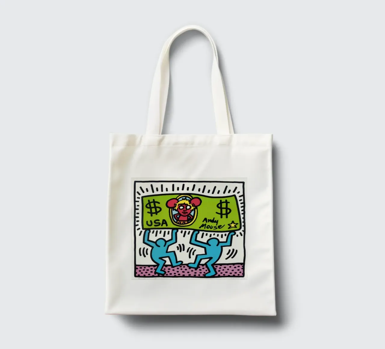 Keith Haring Andy Mouse Banconota da un dollaro Pop Art borsa in juta da ClubArt