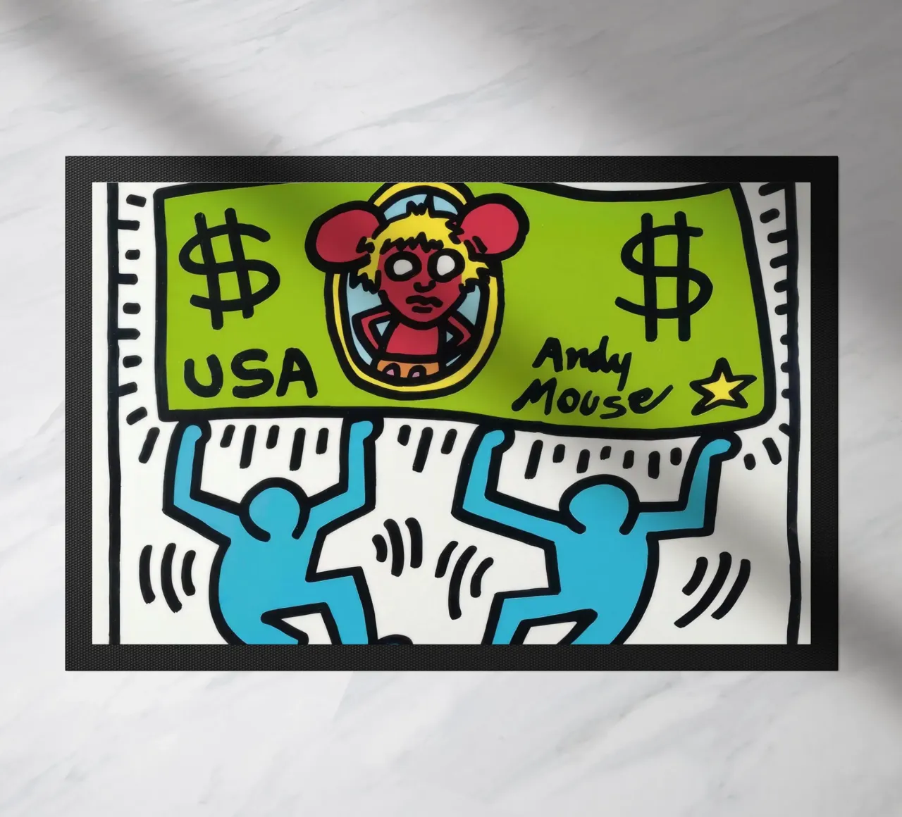 Keith Haring Andy Mouse Banconota da un dollaro Pop Art zerbino da ClubArt