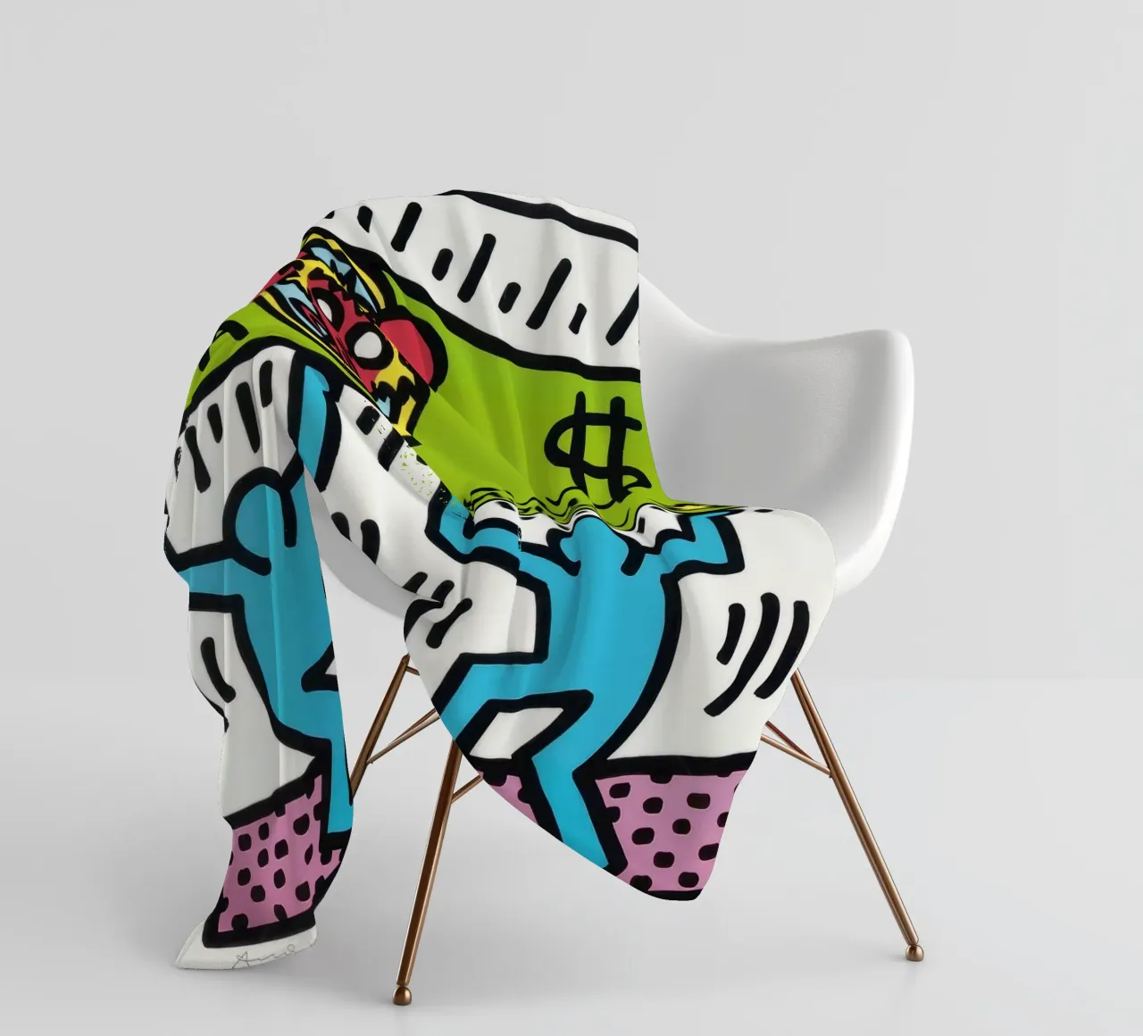 Keith Haring Andy Mouse Banconota da un dollaro Pop Art coperta in pile da ClubArt