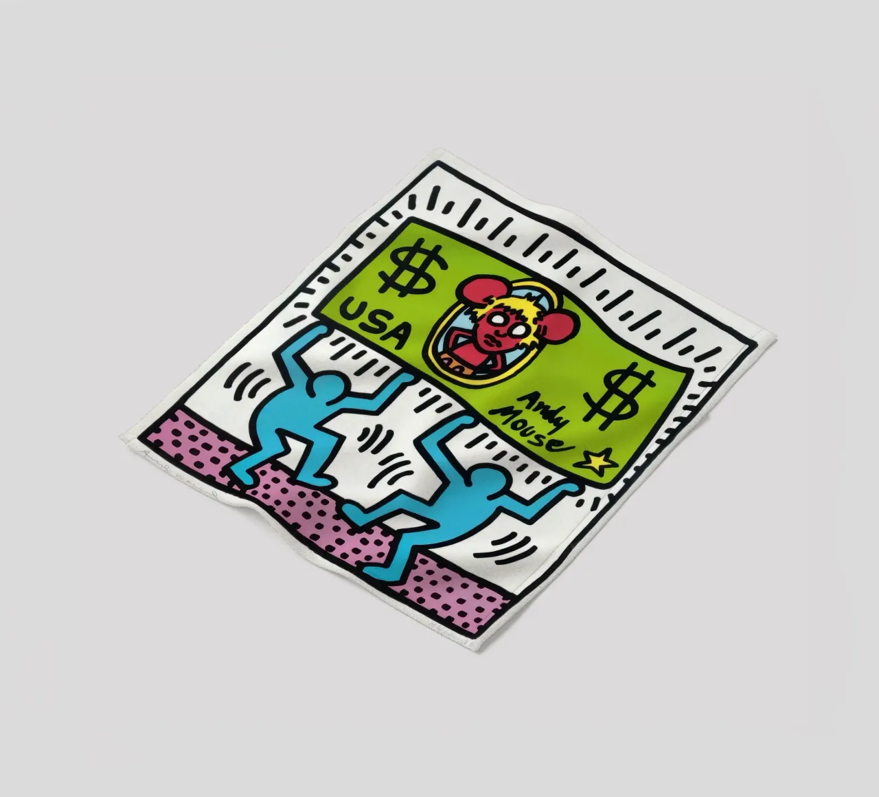 Keith Haring Andy Mouse Banconota da un dollaro Pop Art coperta in pile da ClubArt