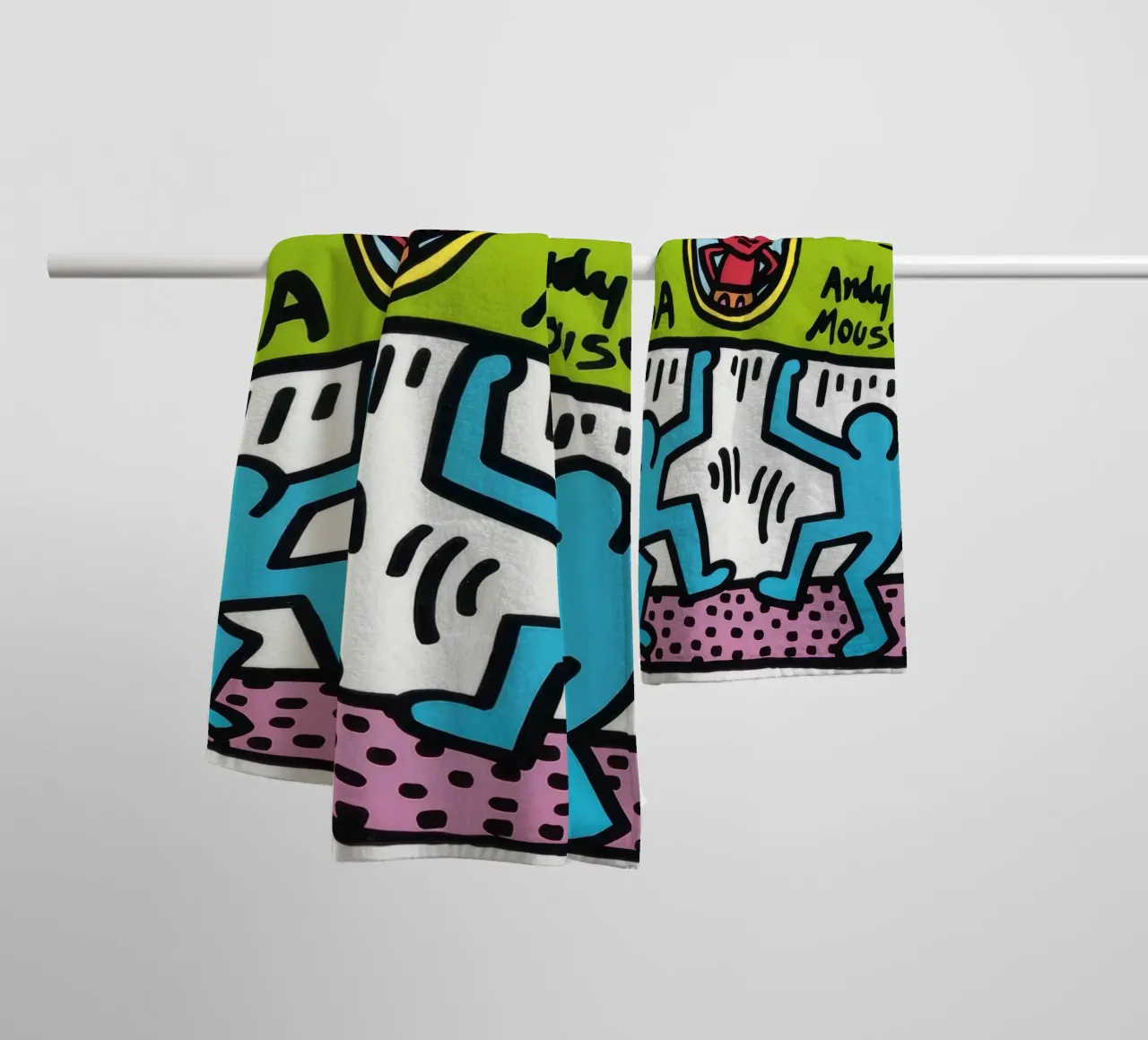Keith Haring Andy Mouse Banconota da un dollaro Pop Art asciugamano da bagno da ClubArt