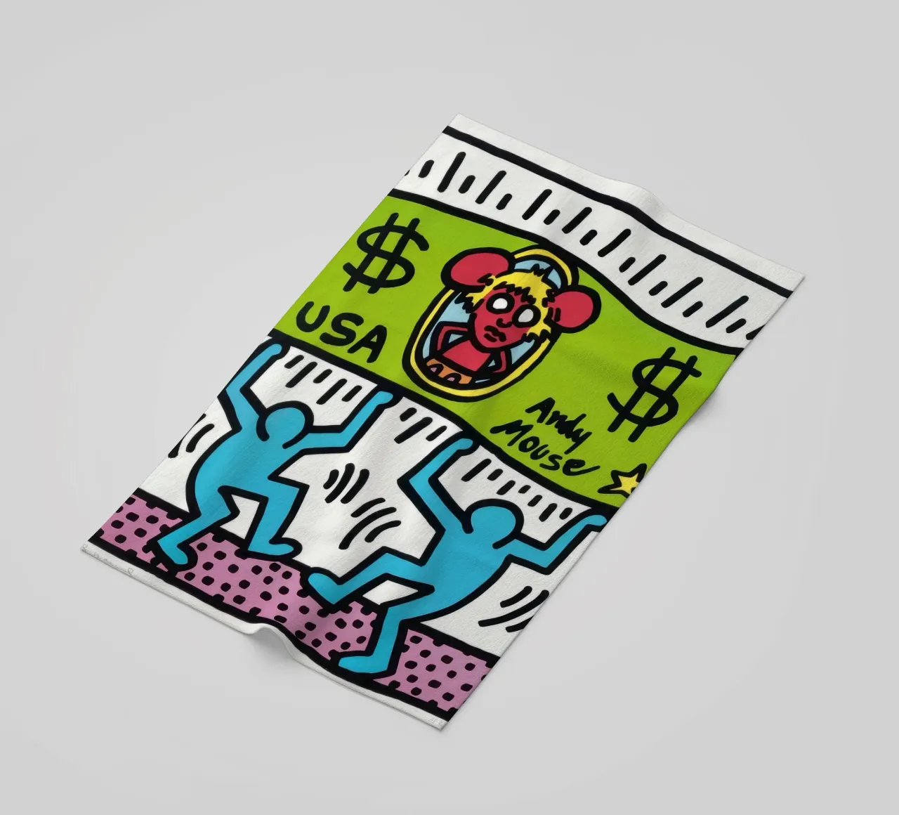 Keith Haring Andy Mouse Banconota da un dollaro Pop Art telo mare da ClubArt