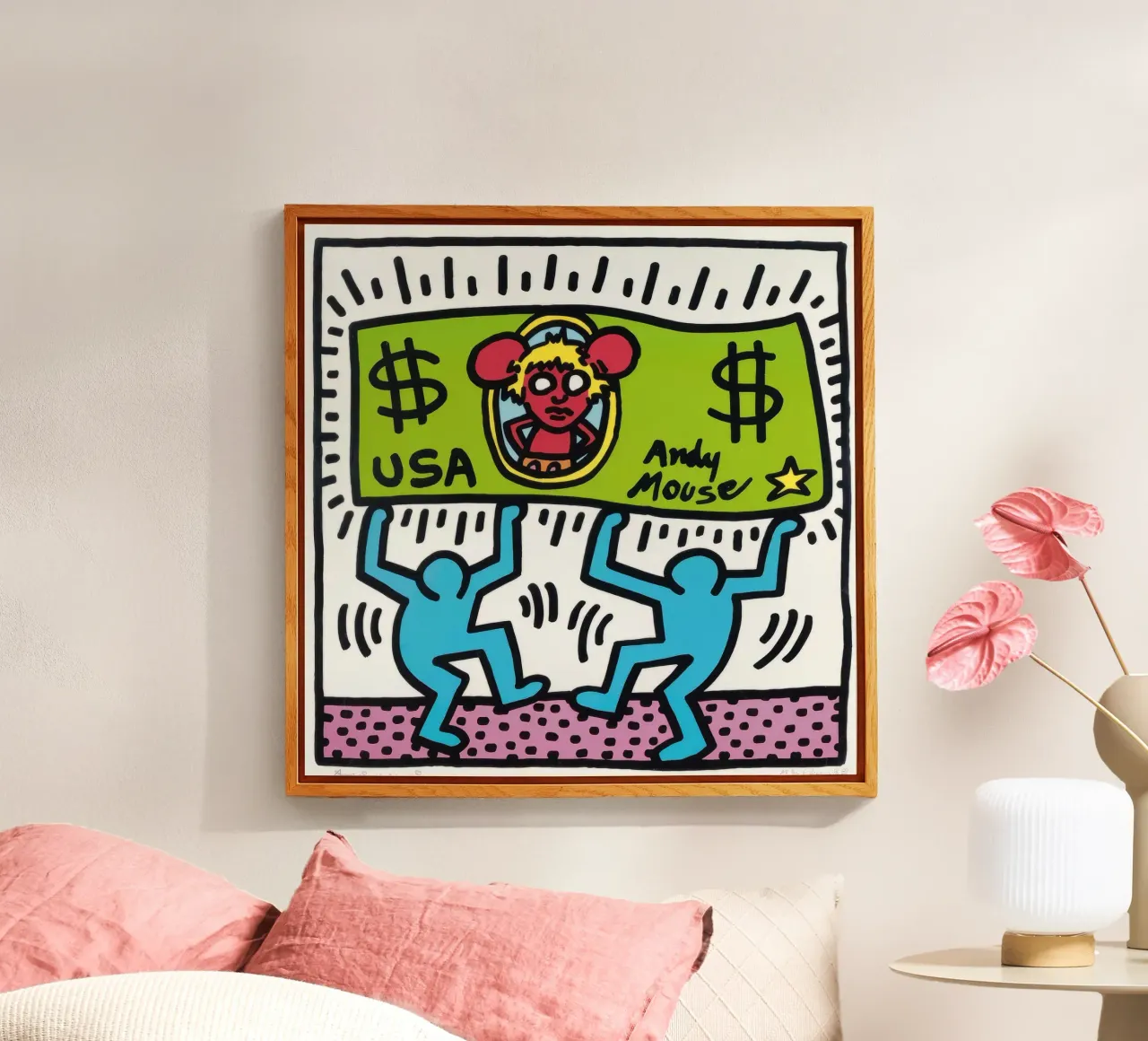 Keith Haring Andy Mouse Banconota da un dollaro Pop Art plexiglass da ClubArt