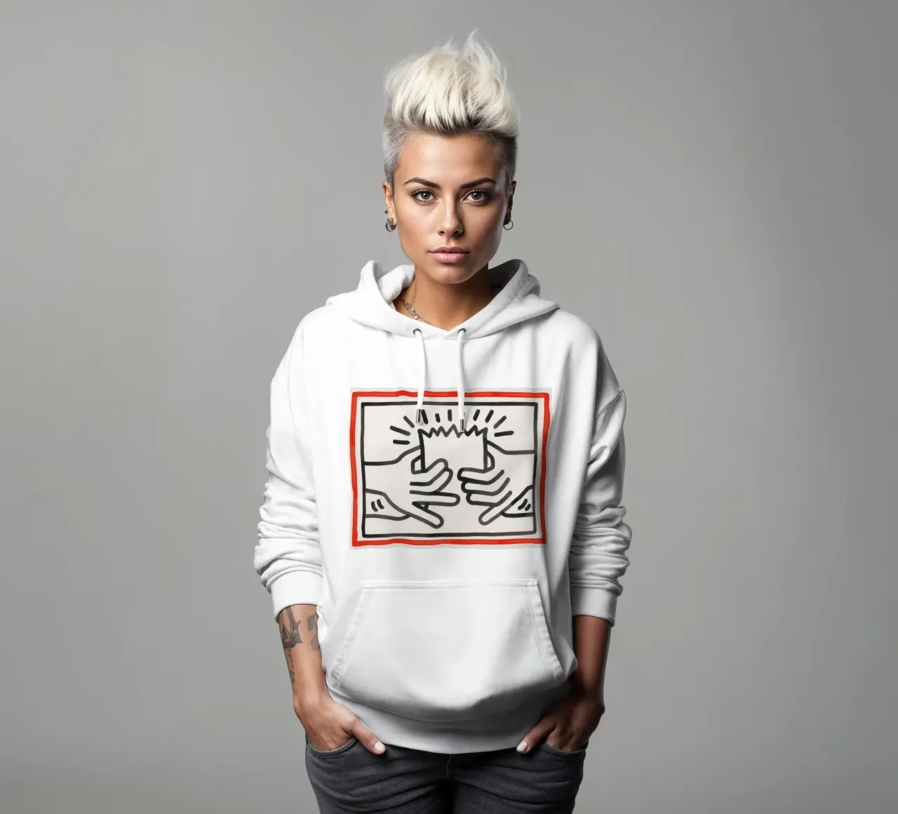 Keith Haring Busted Head Pop Art Print sudadera con capucha de ClubArt