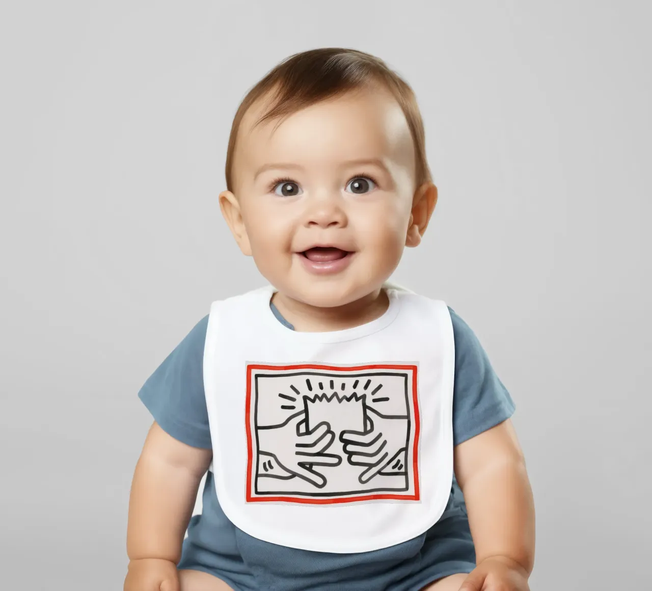 Stampa pop di Keith Haring Busted Head bavaglino da ClubArt