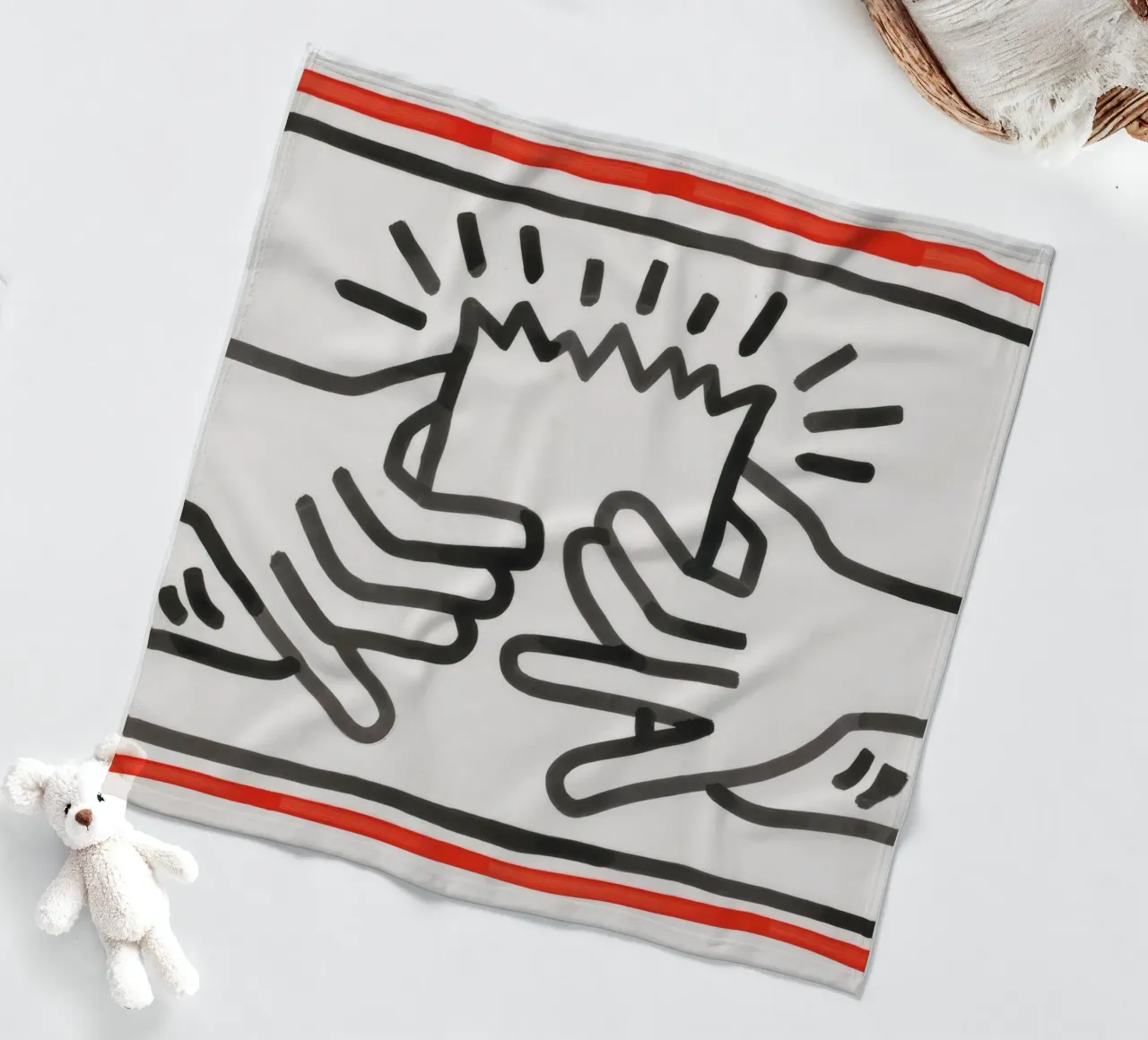 Stampa pop di Keith Haring Busted Head coperta in pile da ClubArt
