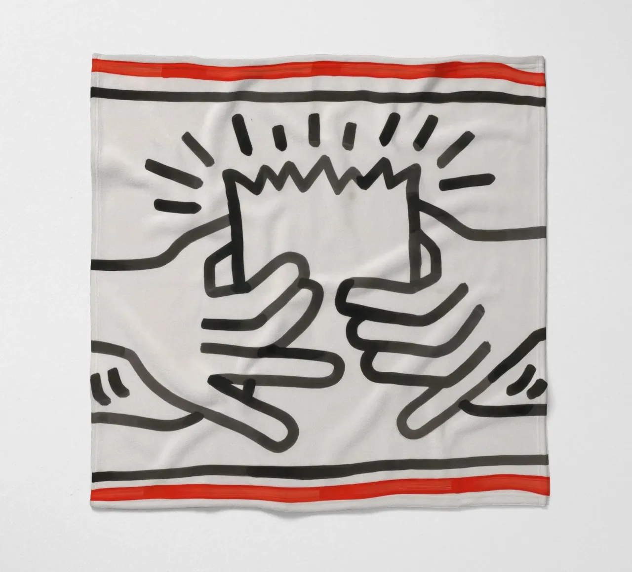Stampa pop di Keith Haring Busted Head coperta in pile da ClubArt