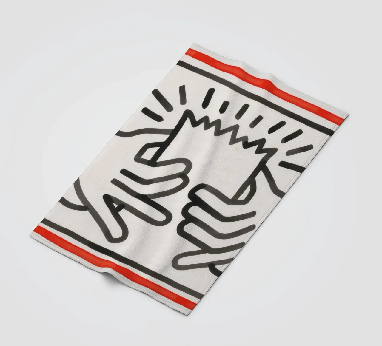 Stampa pop di Keith Haring Busted Head coperta in pile da ClubArt