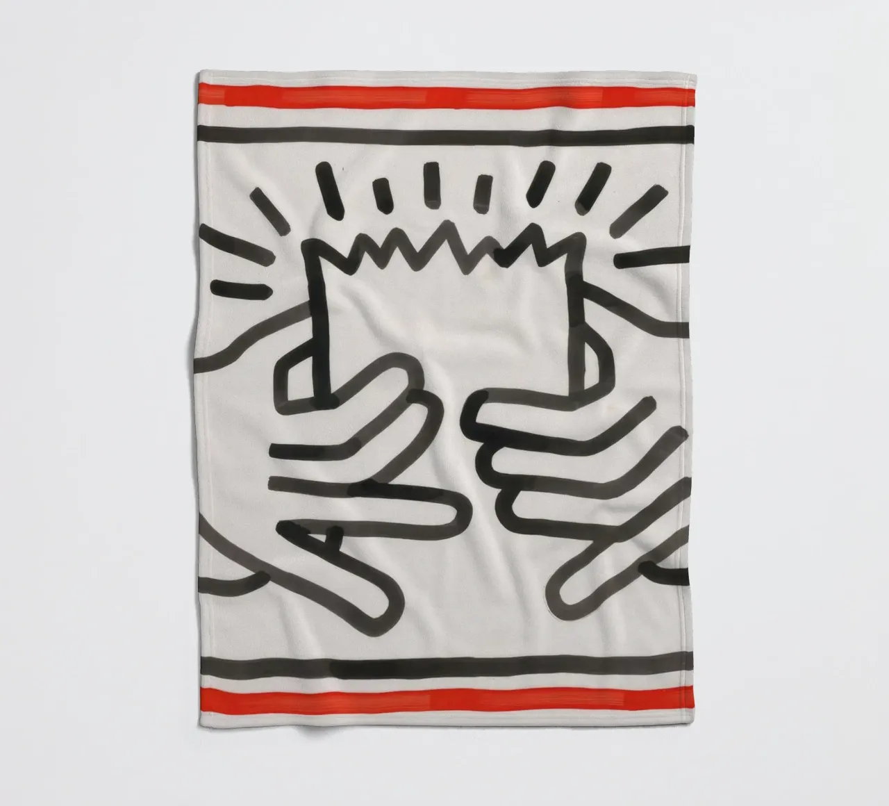 Stampa pop di Keith Haring Busted Head coperta in pile da ClubArt