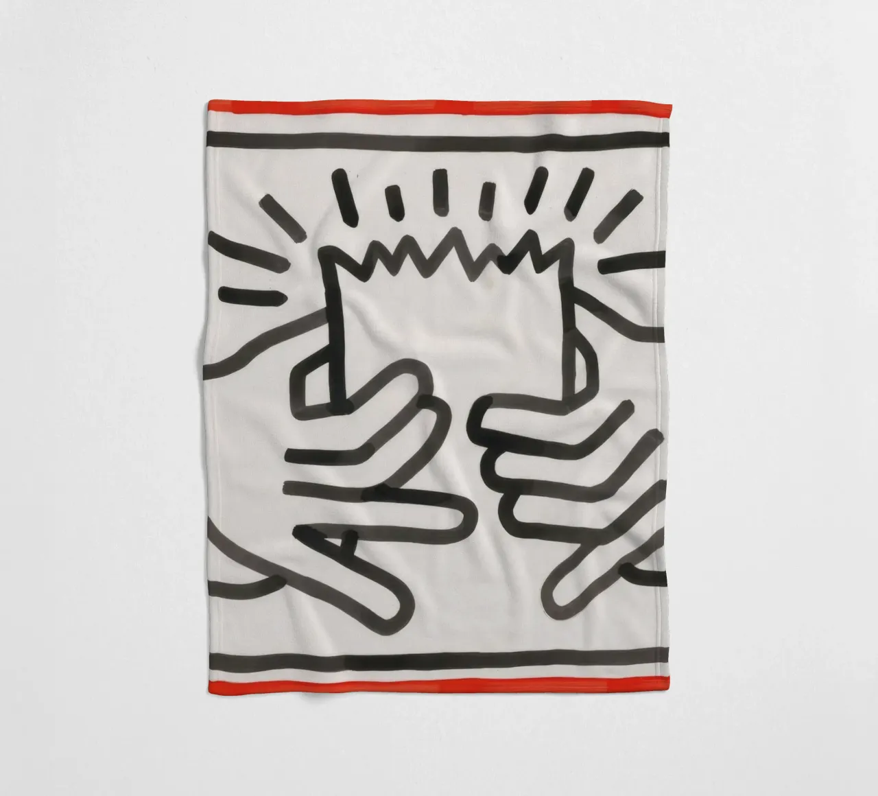 Stampa pop di Keith Haring Busted Head coperta in pile da ClubArt