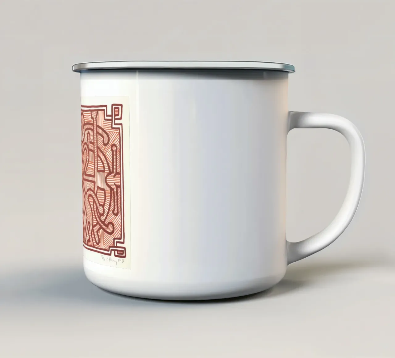 Keith Haring Chocolade Boeddha Abstracte Kunst emaille mok van ClubArt