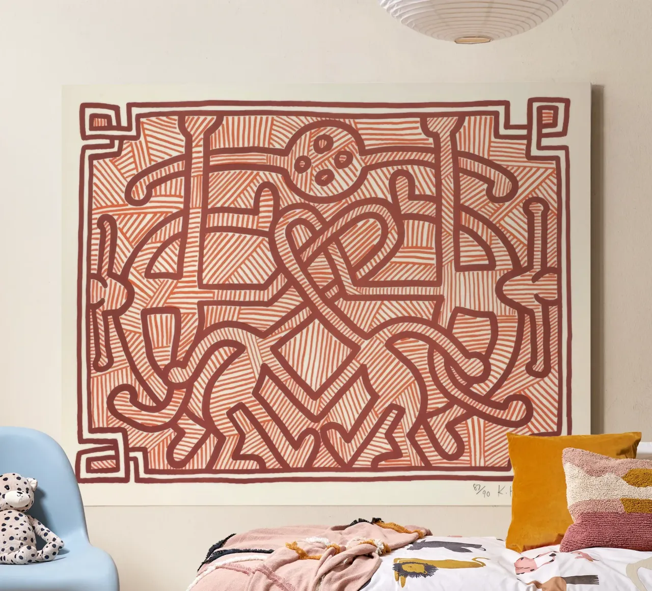 Keith Haring Chocolat Buddah Arte astratta tela con Cornice a cassetta da ClubArt