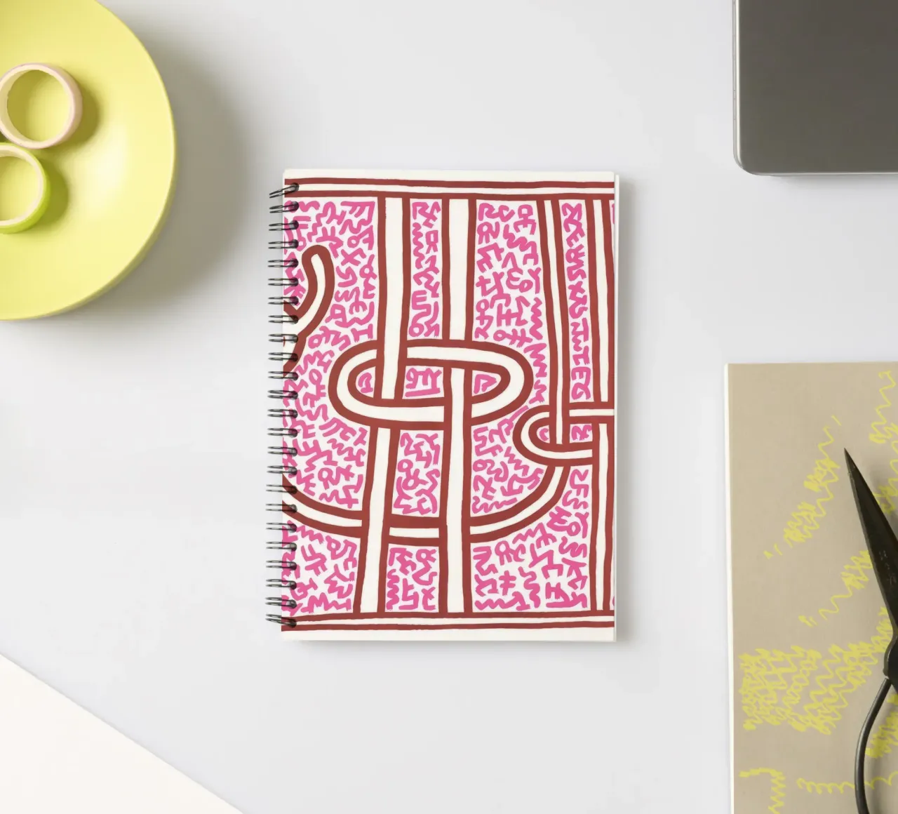 Keith Haring Chocolat Buddah Abstract Print spiral notebook by ClubArt