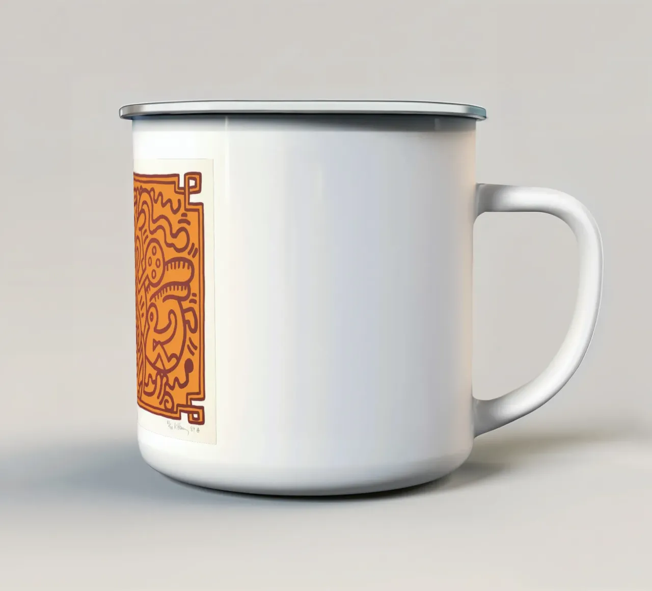 Keith Haring Chocolade Boeddha Abstract Print emaille mok van ClubArt