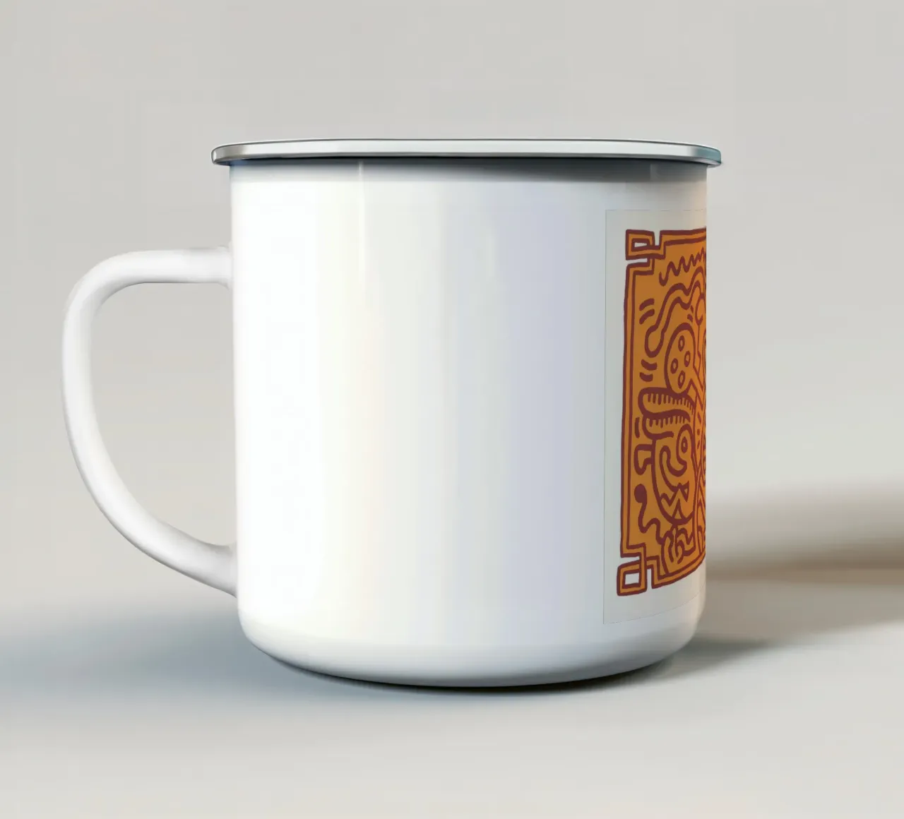 Keith Haring Chocolade Boeddha Abstract Print emaille mok van ClubArt