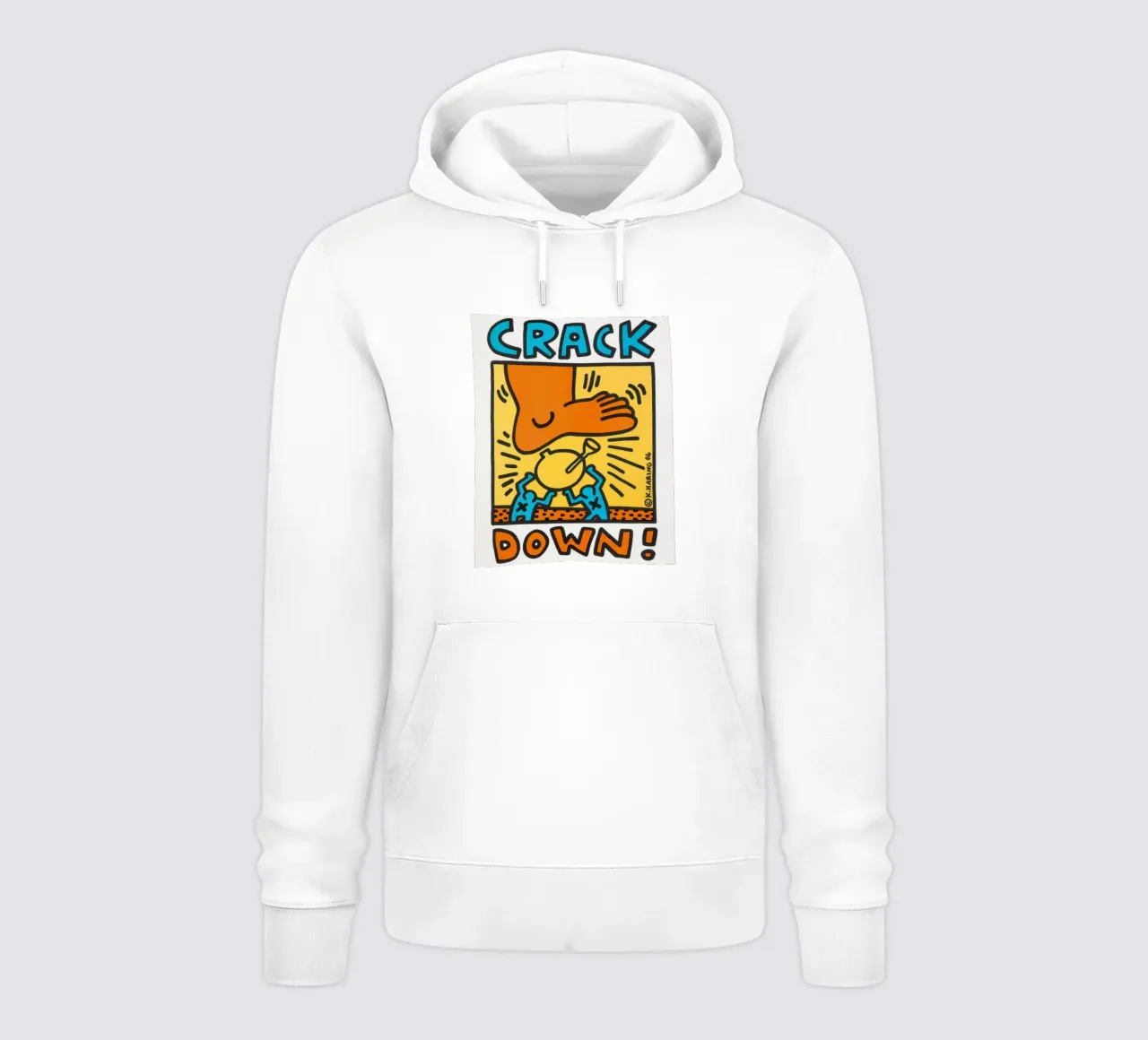 Keith Haring Crack Down! Poster pop art felpa con cappuccio da ClubArt