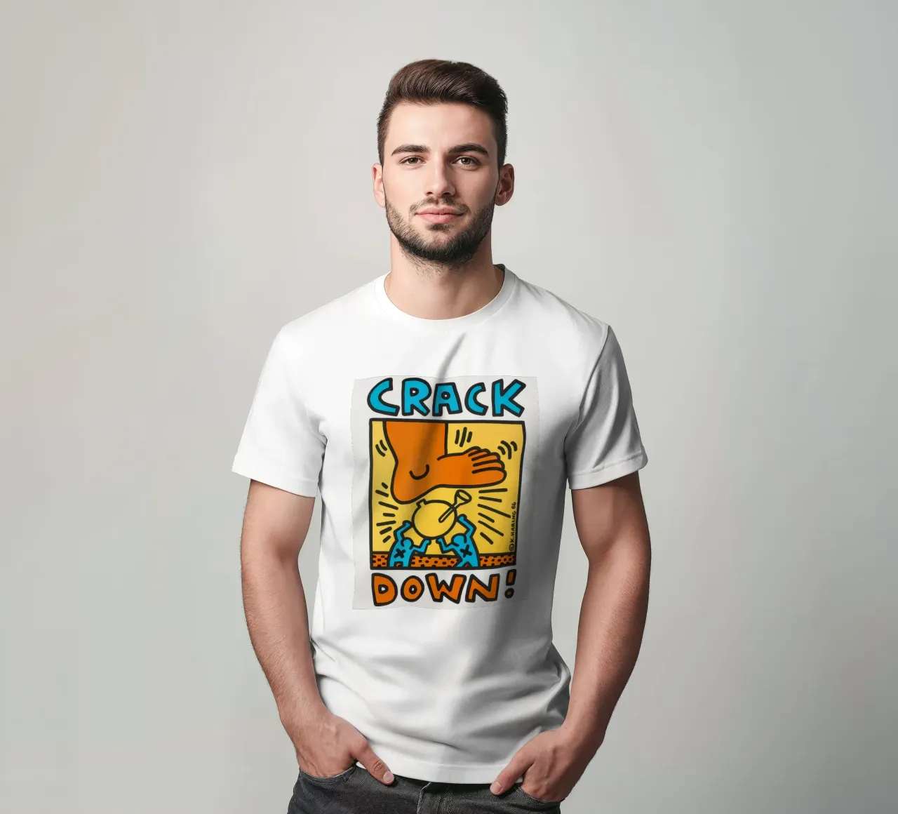Keith Haring Crack Down! Poster pop art t-shirt da ClubArt