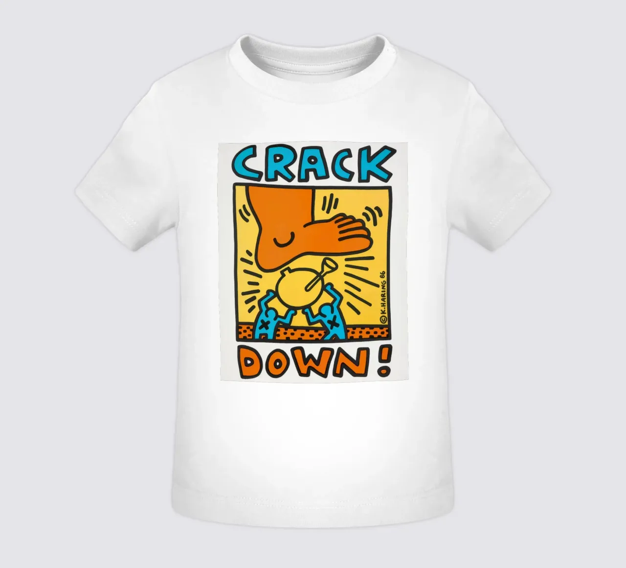 Keith Haring Crack Down! Poster pop art maglietta neonato da ClubArt