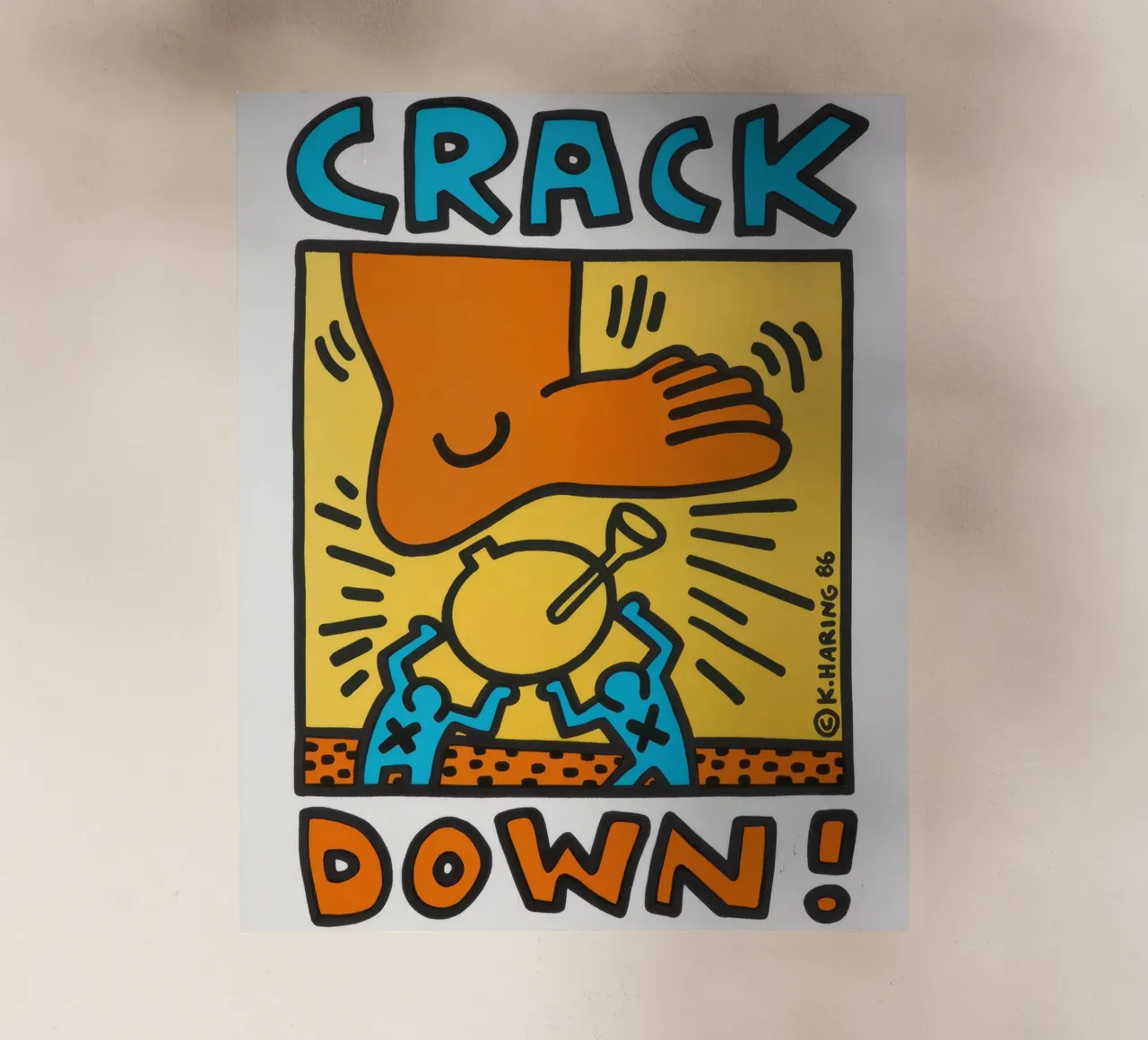 Keith Haring Crack Down! Poster pop art pellicola backlit da ClubArt
