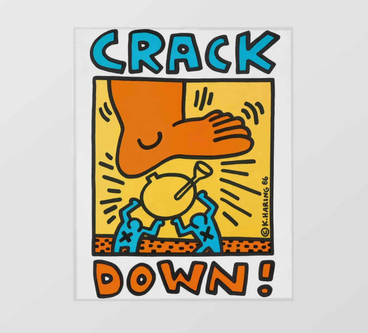Keith Haring Crack Down! Poster pop art pellicola backlit da ClubArt
