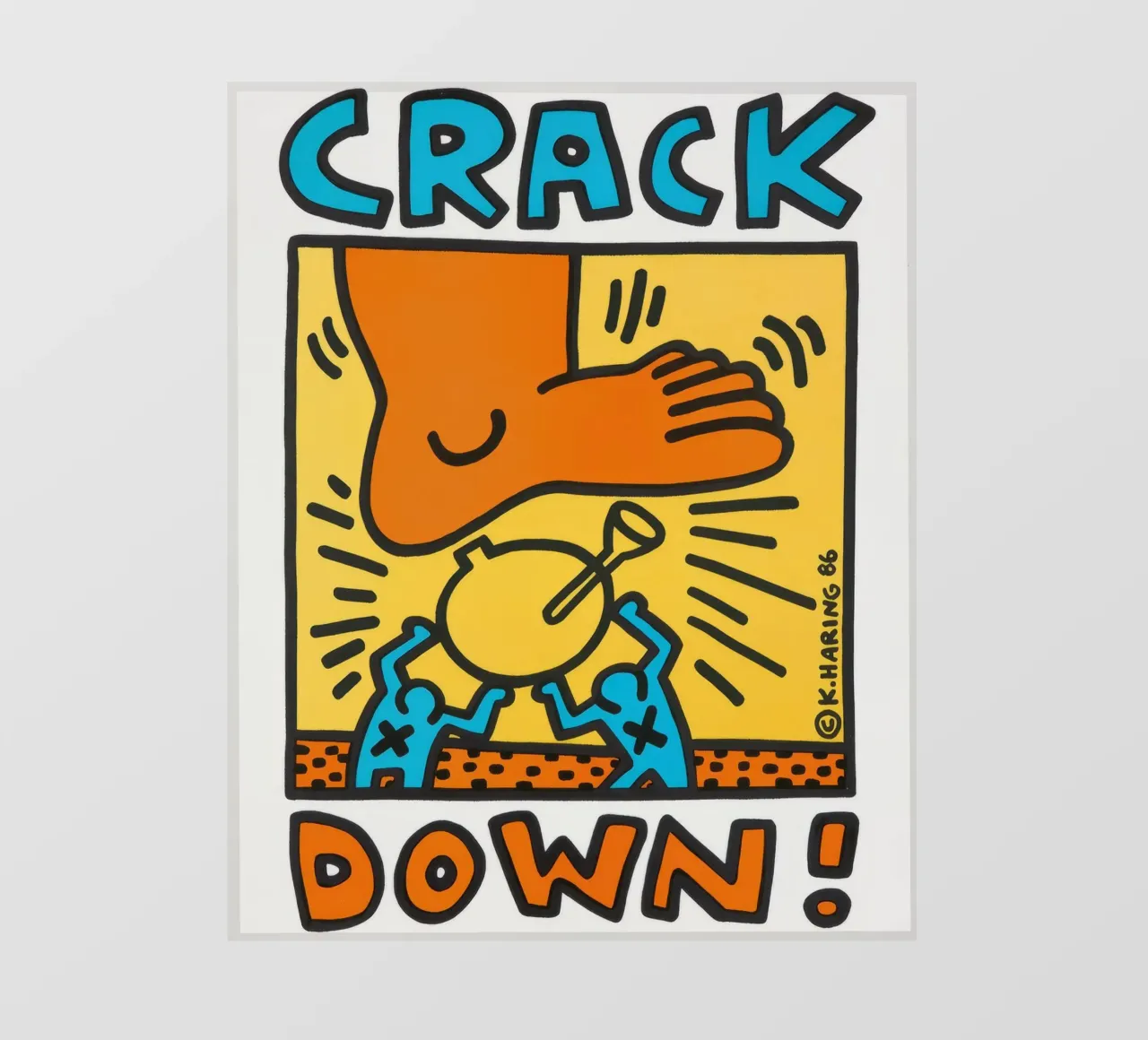 Keith Haring Crack Down! Poster pop art telo in pvc da ClubArt