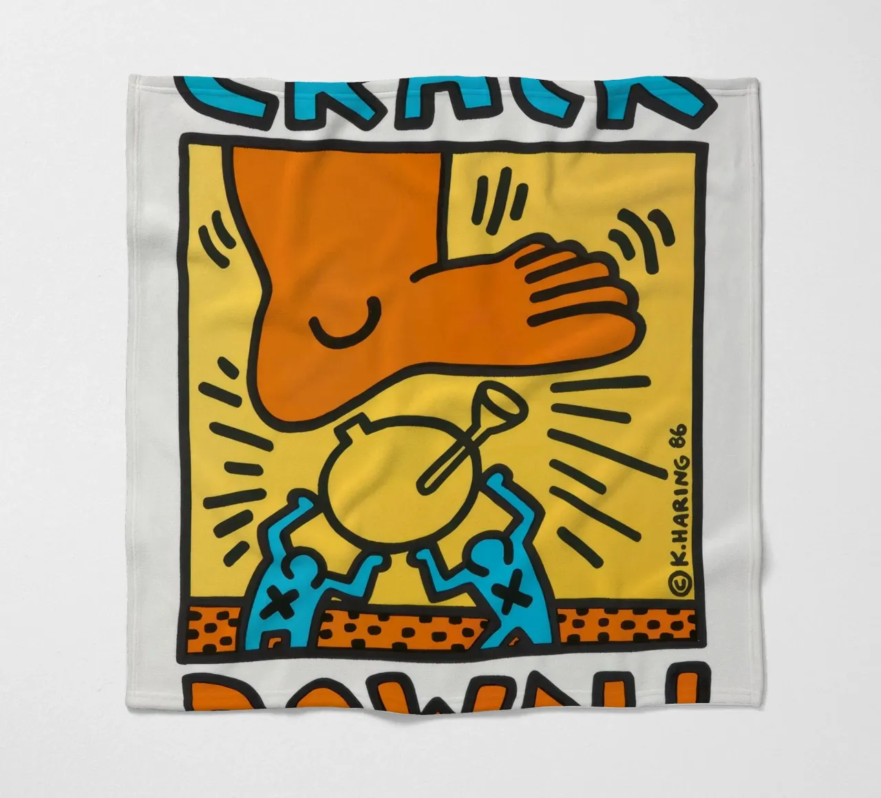 Keith Haring Crack Down! Poster pop art coperta in pile da ClubArt