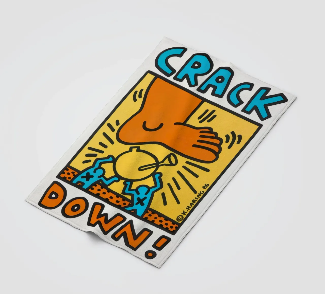 Keith Haring Crack Down! Poster pop art coperta in pile da ClubArt