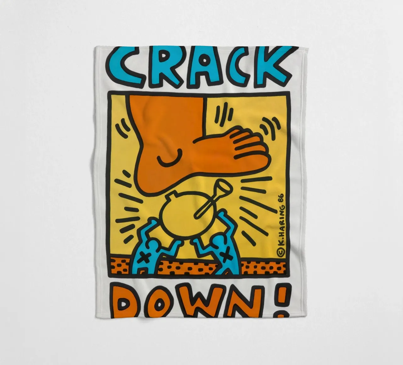Keith Haring Crack Down! Poster pop art coperta in pile da ClubArt