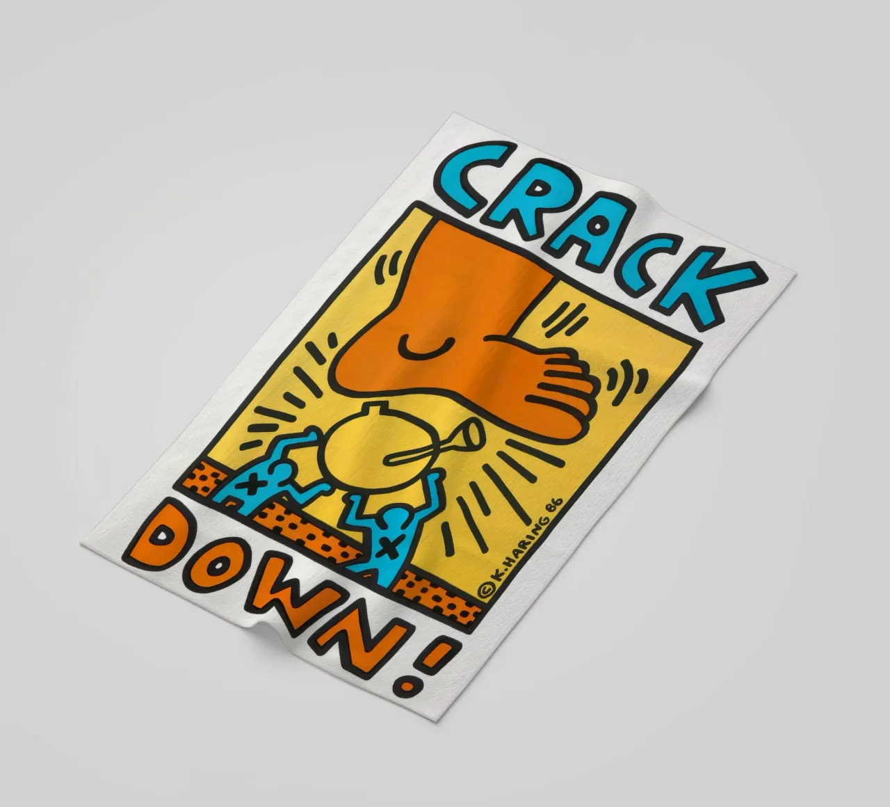 Keith Haring Crack Down! Poster pop art telo mare da ClubArt