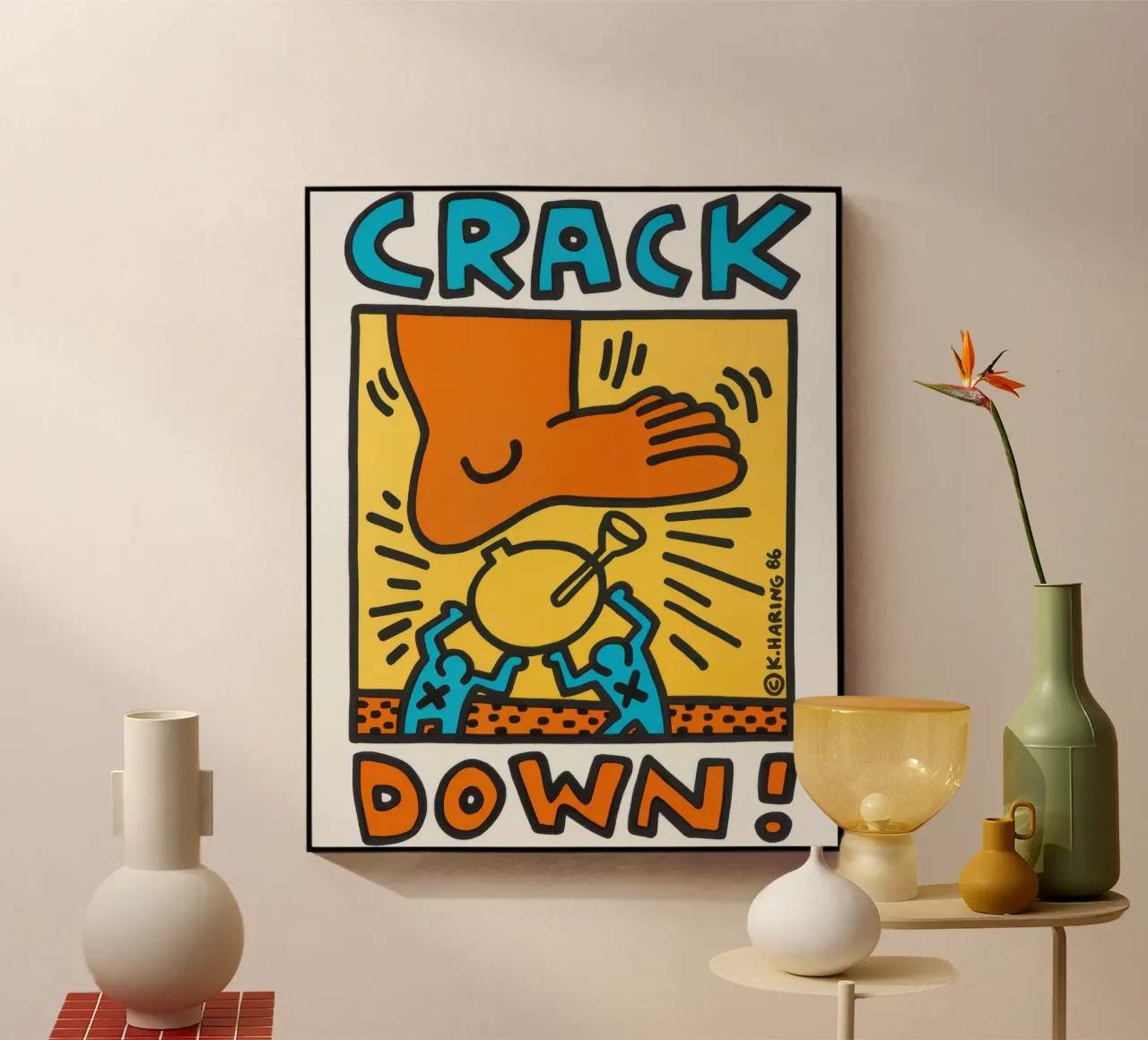 Keith Haring Crack Down! Poster pop art plexiglass da ClubArt