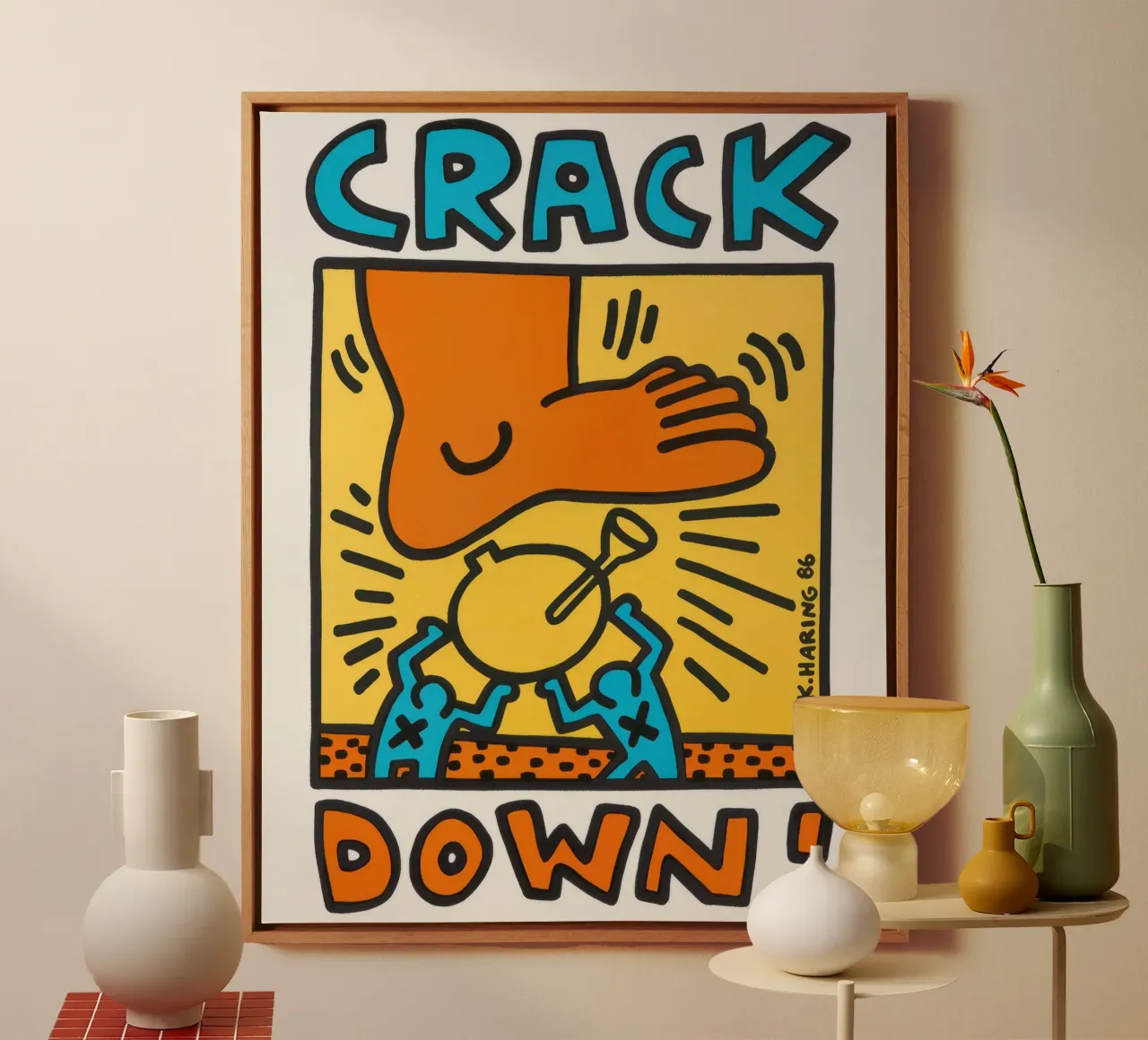 Keith Haring Knallhart! Pop Art Poster Leinwand mit Schattenfugenrahmen von ClubArt