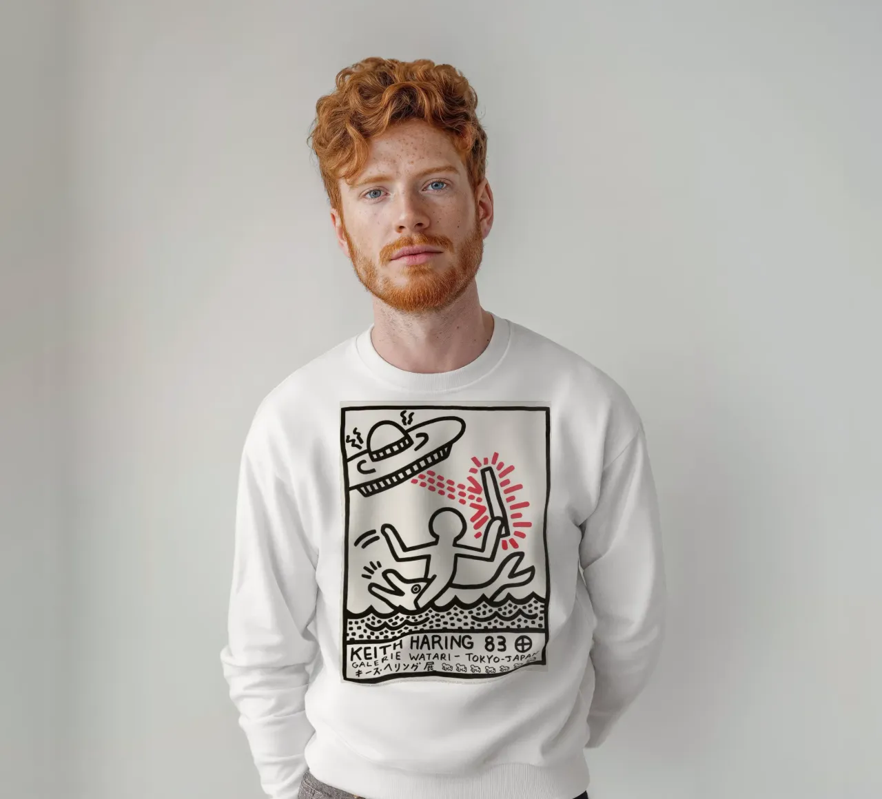Keith Haring UFO Delfino Tokyo Poster felpa da ClubArt