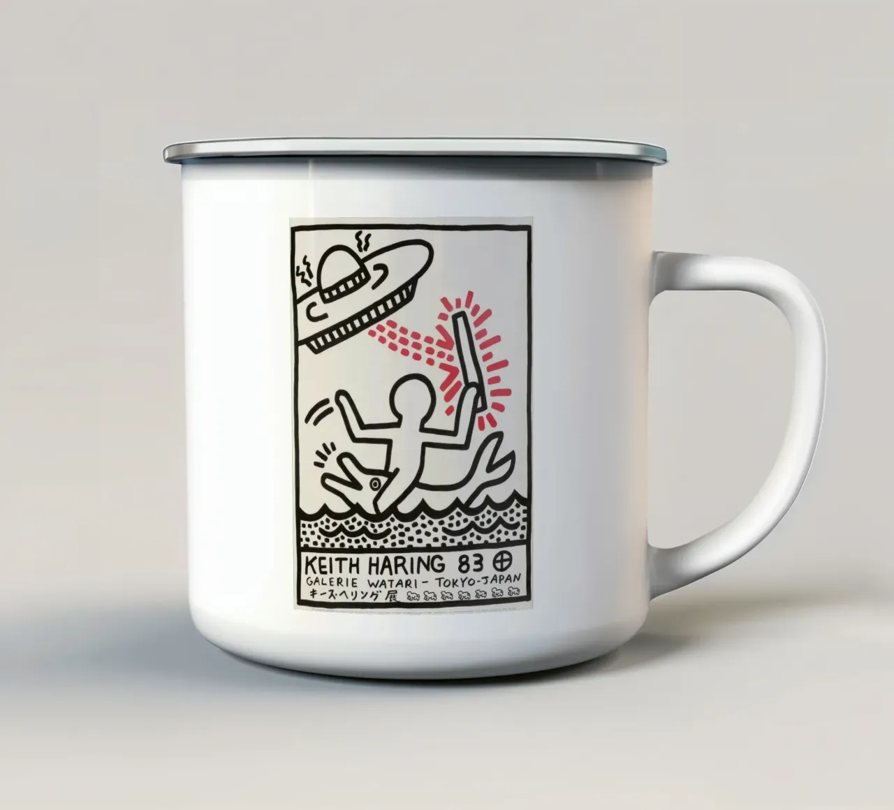 Keith Haring UFO Delfino Tokyo Poster tazza in smalto da ClubArt