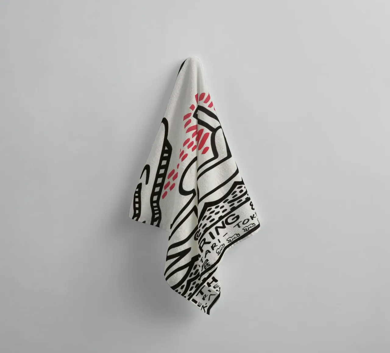 Keith Haring UFO Delphin Tokyo Poster Handtuch von ClubArt
