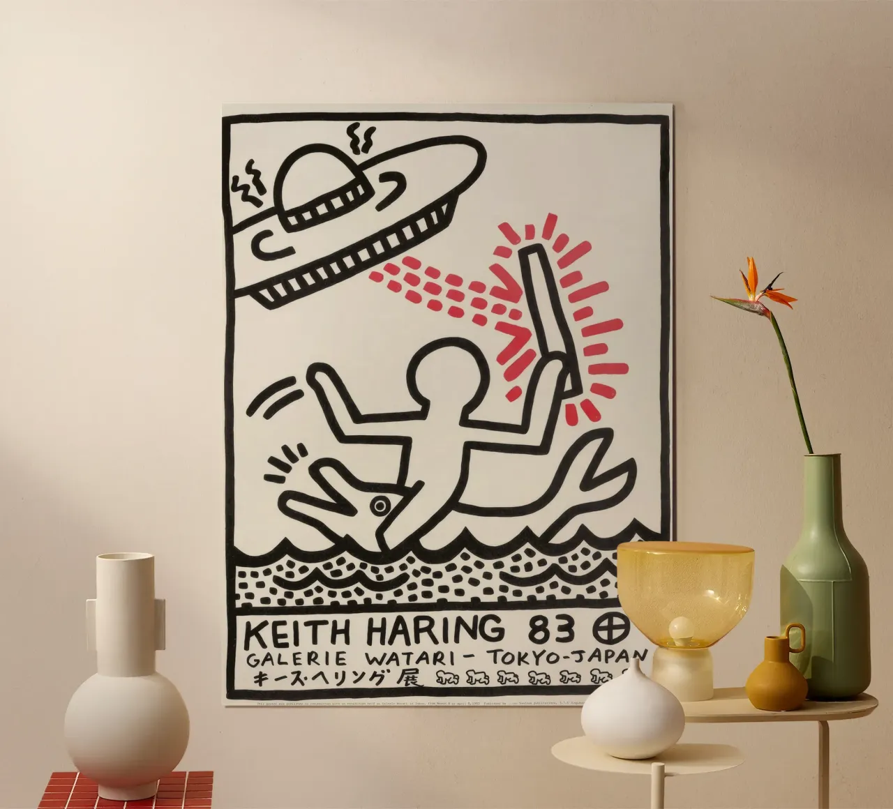 Keith Haring UFO Delfino Tokyo Poster poster con telaio in plastica da ClubArt