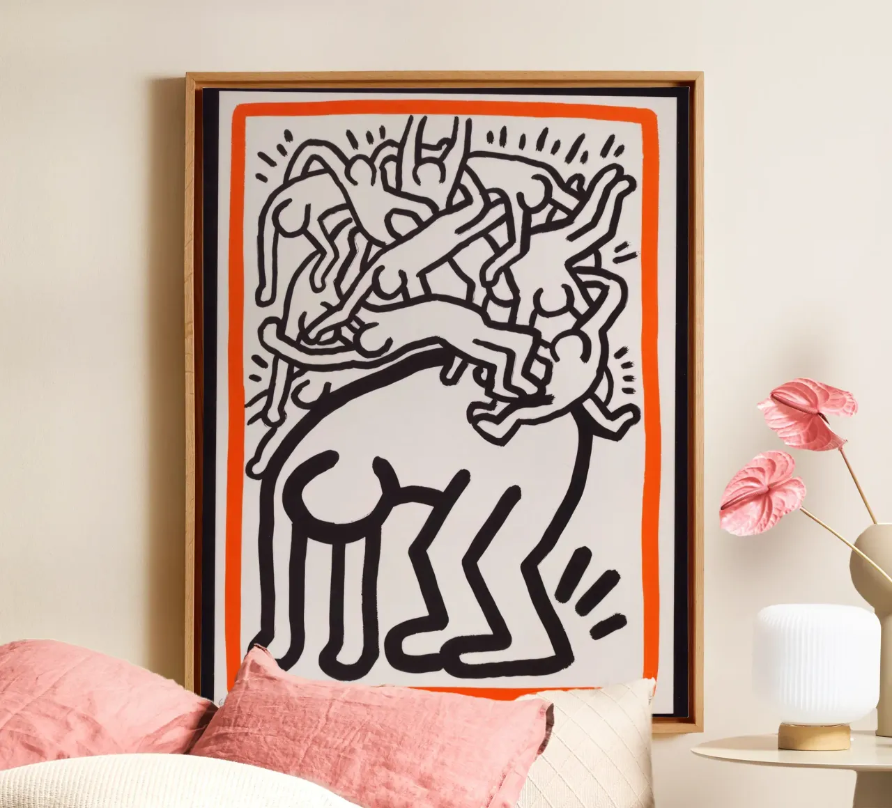 Keith Haring AIDS wereldwijd poster canvas met Baklijst van ClubArt