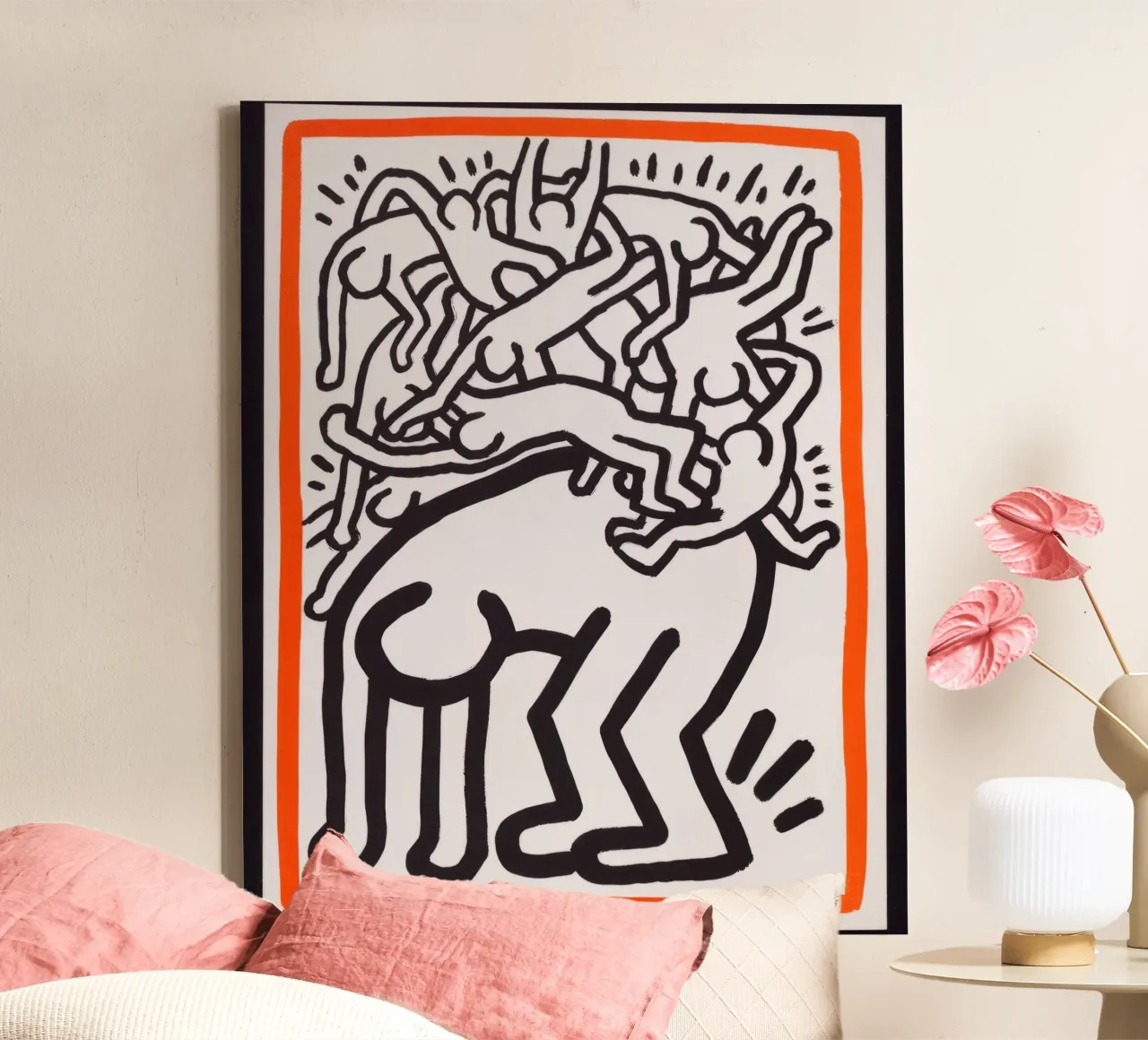 Keith Haring AIDS wereldwijd poster canvas met Baklijst van ClubArt