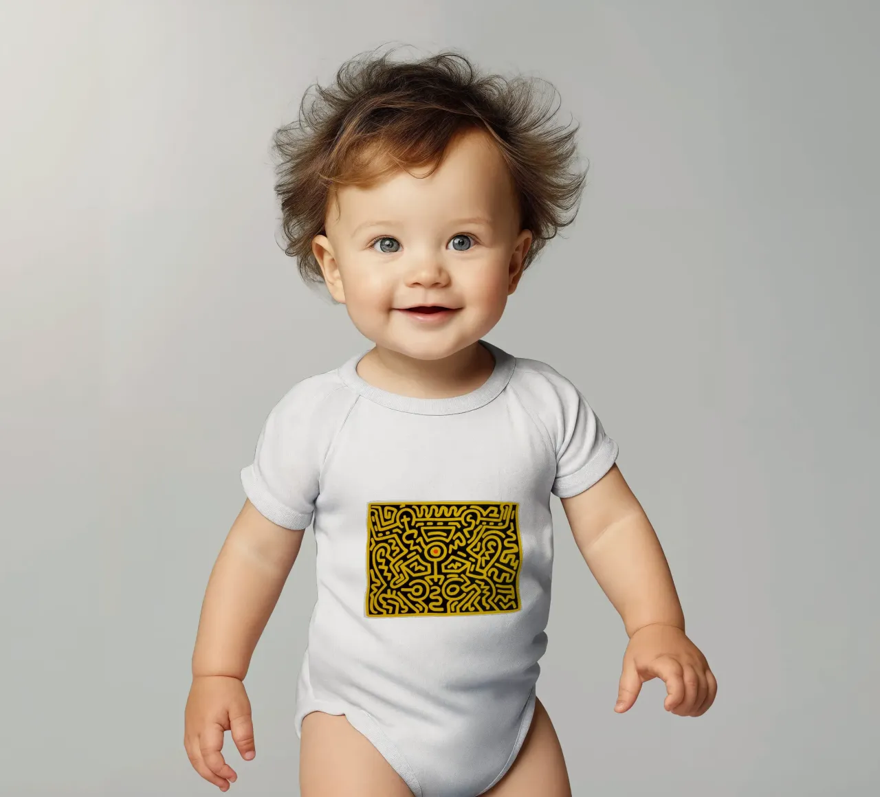 Keith Haring groeit #4 abstracte pop-art babyrompertje korte mouwen van ClubArt