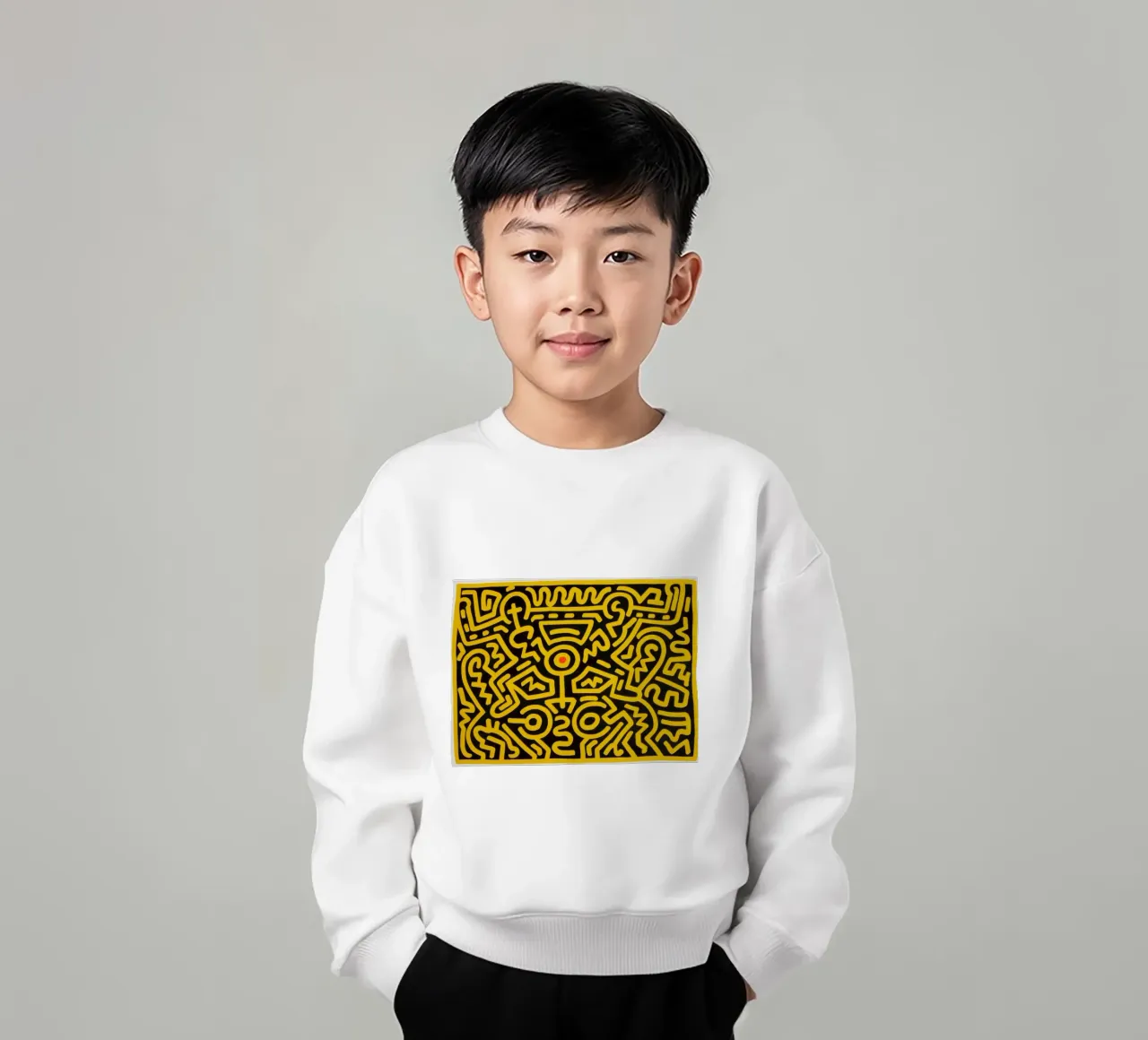 Keith Haring che cresce #4 Pop Art astratta felpa bambino da ClubArt