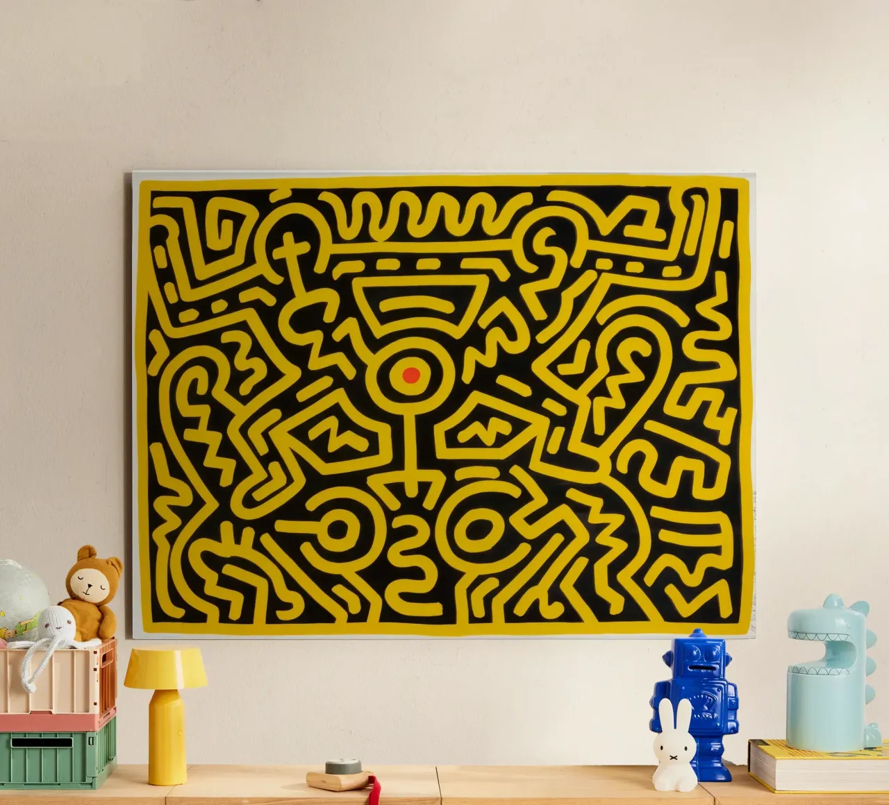 Keith Haring che cresce #4 Pop Art astratta alluminio dibond da ClubArt