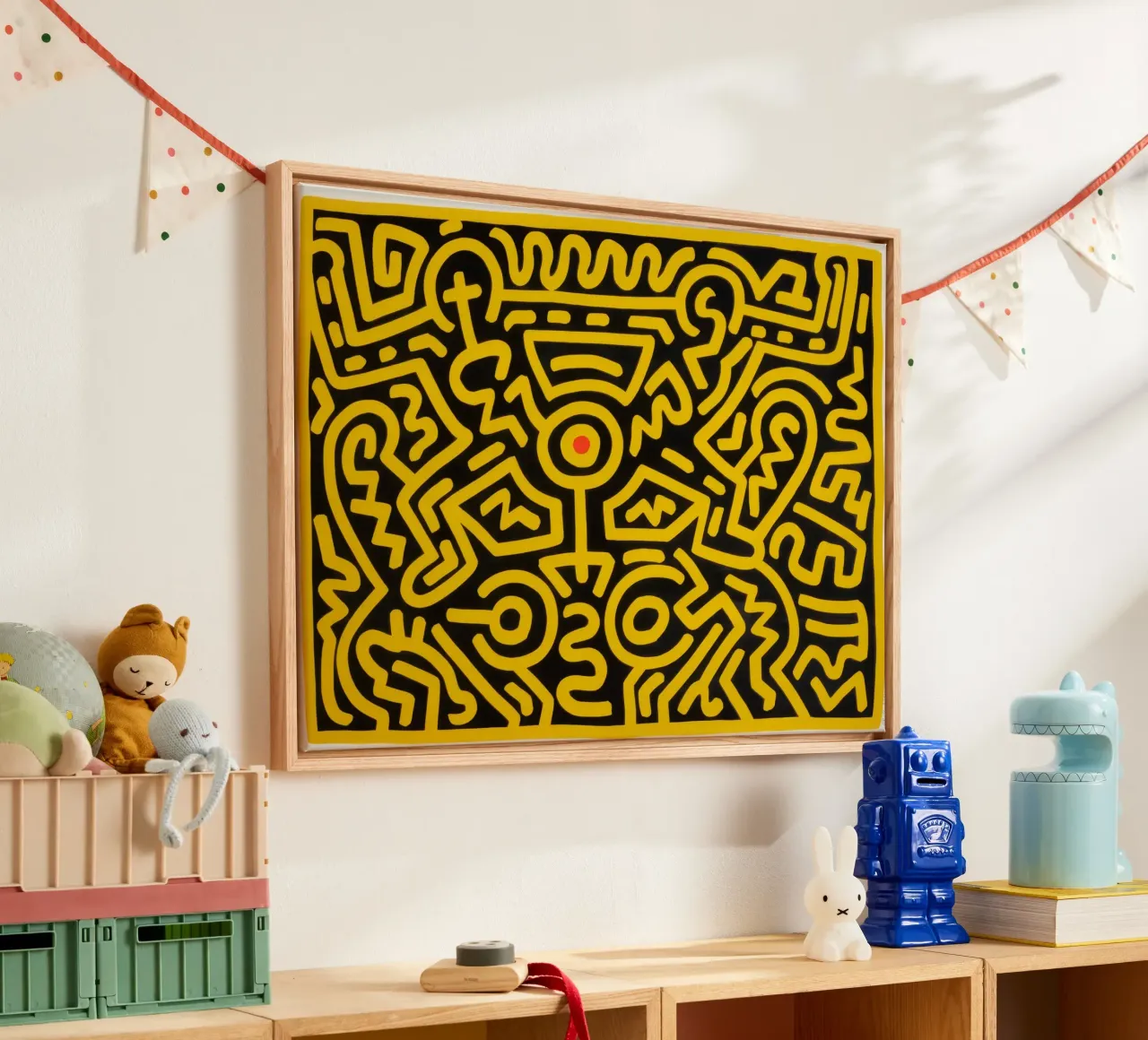 Keith Haring groeit #4 abstracte pop-art canvas met Baklijst van ClubArt