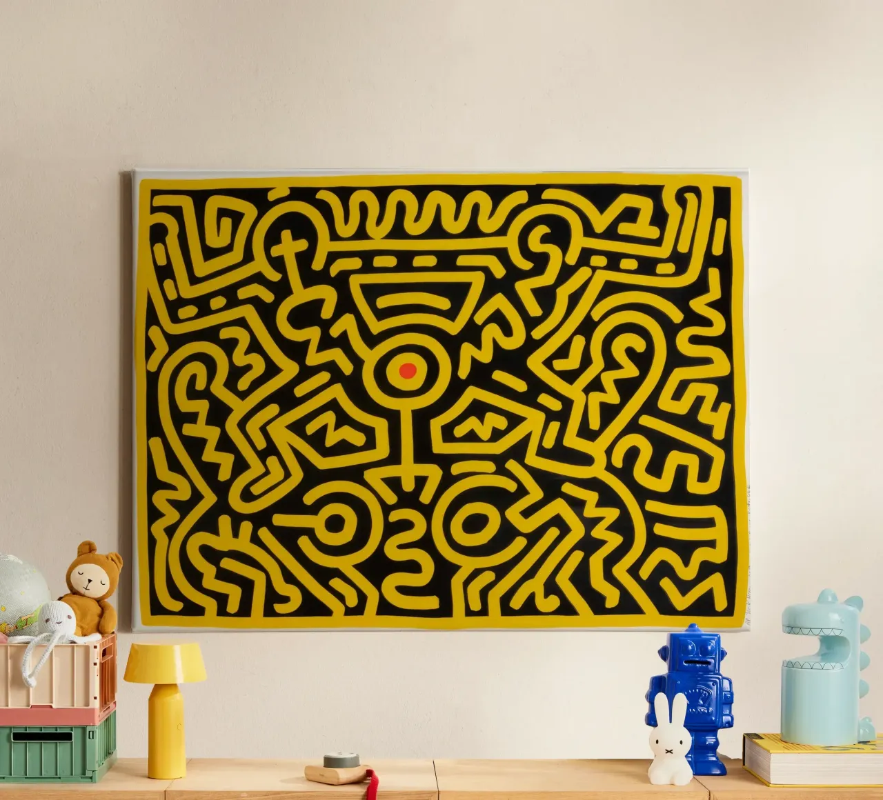 Keith Haring groeit #4 abstracte pop-art canvas met Baklijst van ClubArt