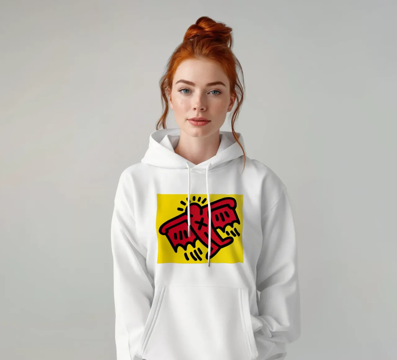 Keith Haring Icone Figura alata Pop Art felpa con cappuccio da ClubArt