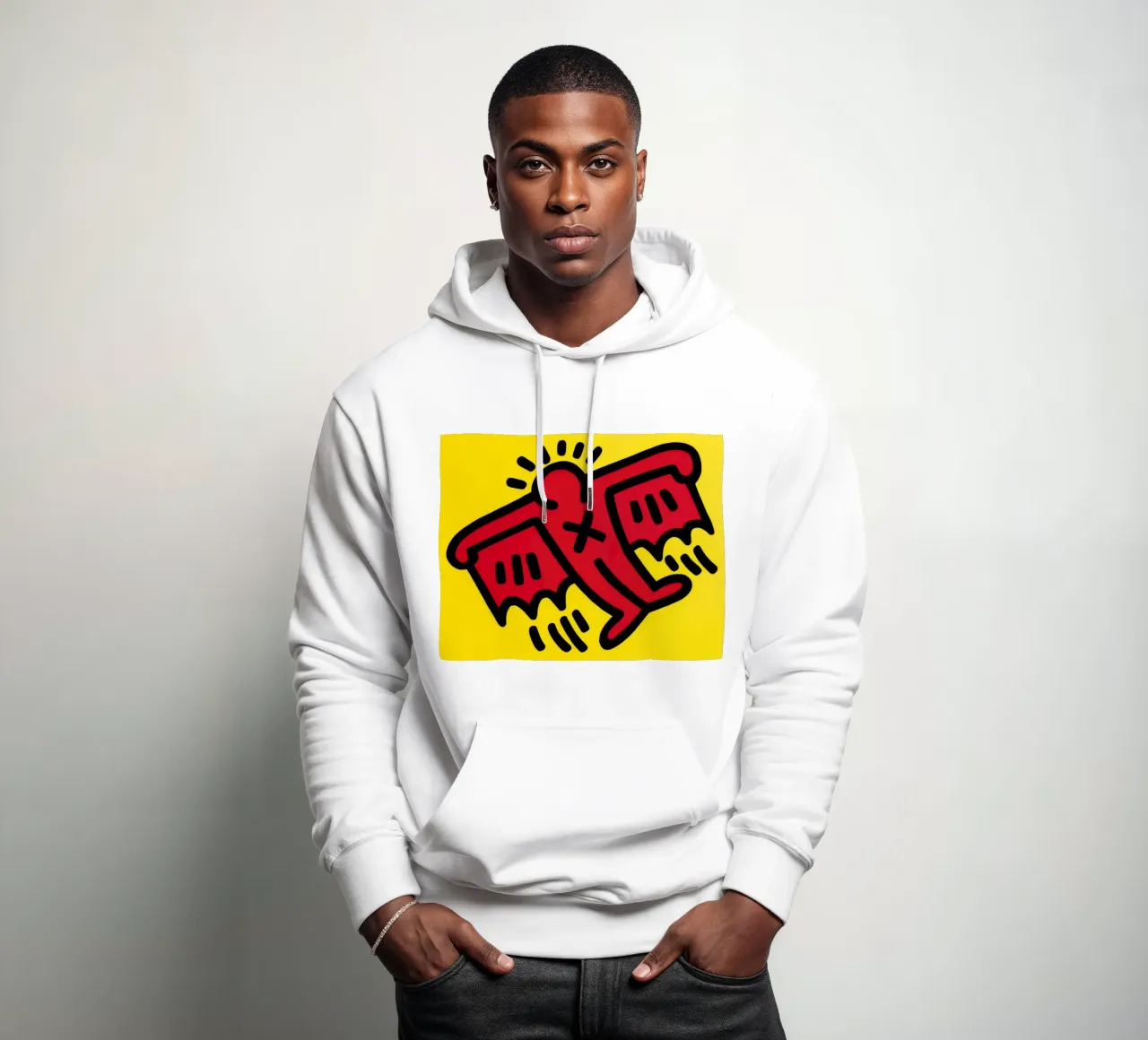 Keith Haring Icone Figura alata Pop Art felpa con cappuccio da ClubArt