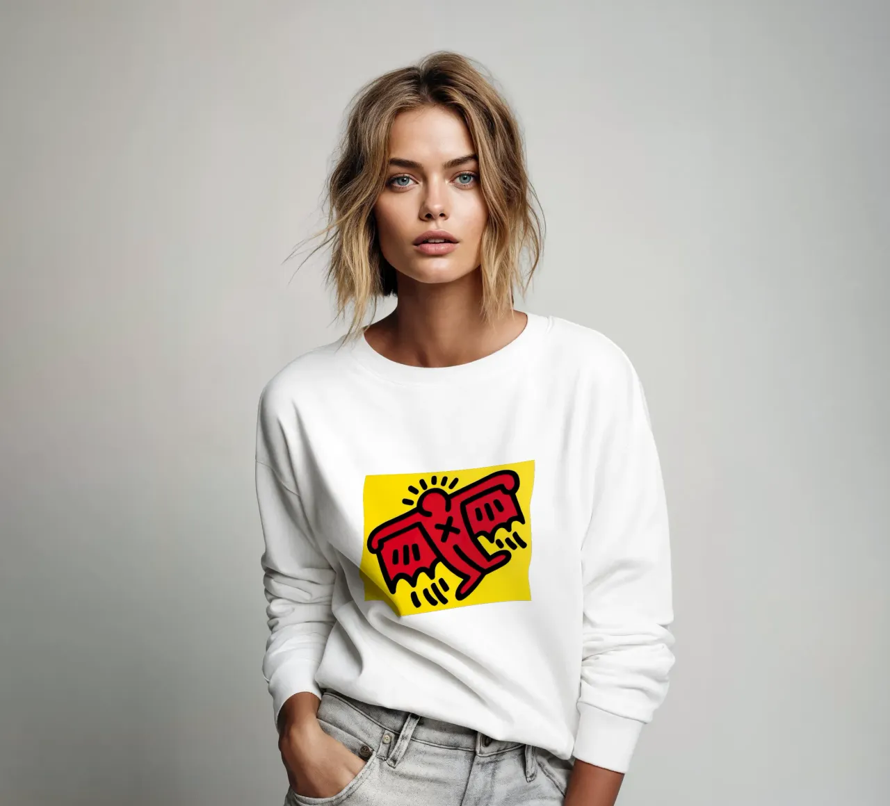 Keith Haring Icone Figura alata Pop Art felpa da ClubArt